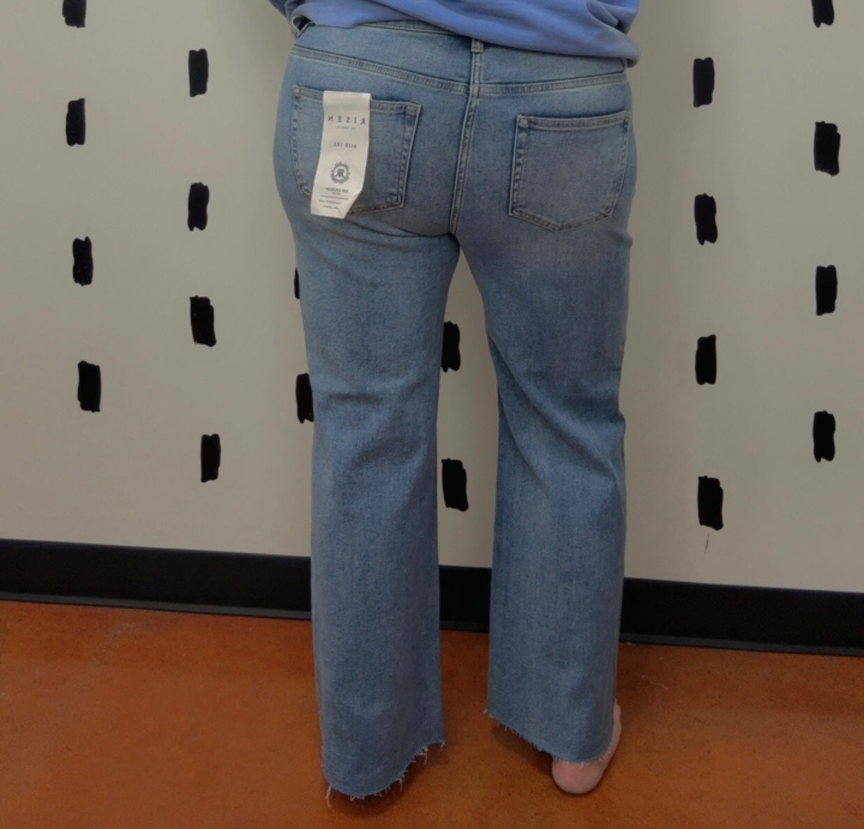 High Rise Rhinestone Straight Jean