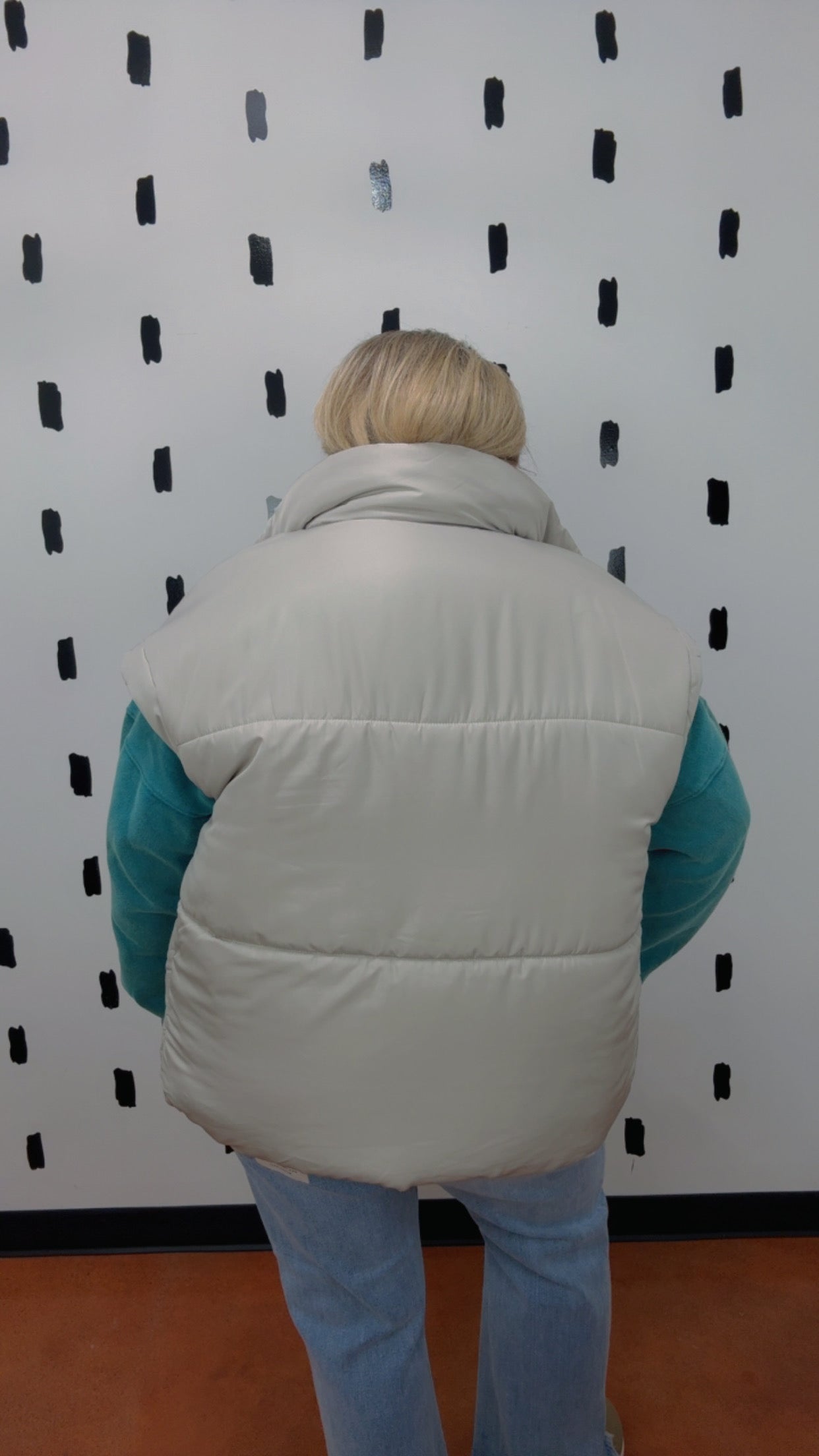 Cement Oversized Snap Puffer Vest