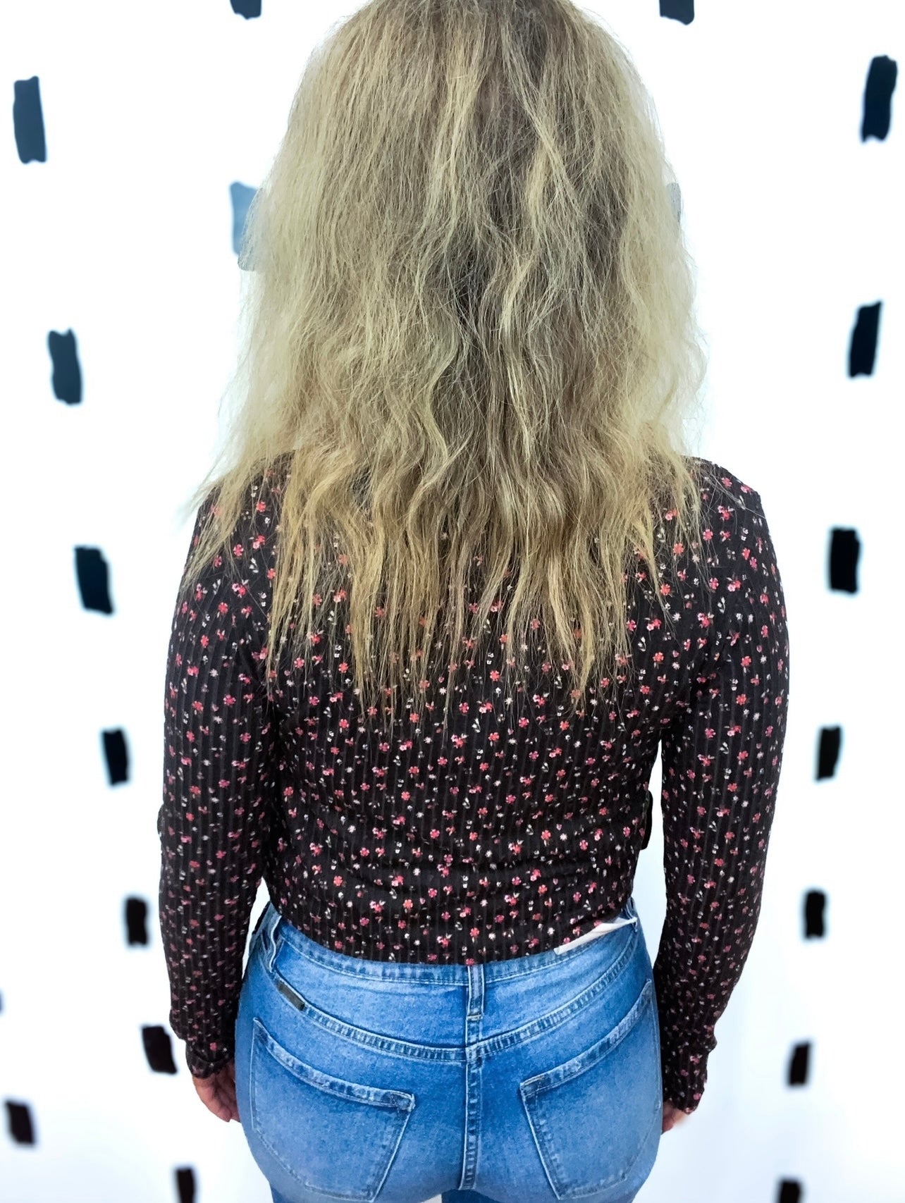 Charcoal Ditsy Flower Print Cardigan
