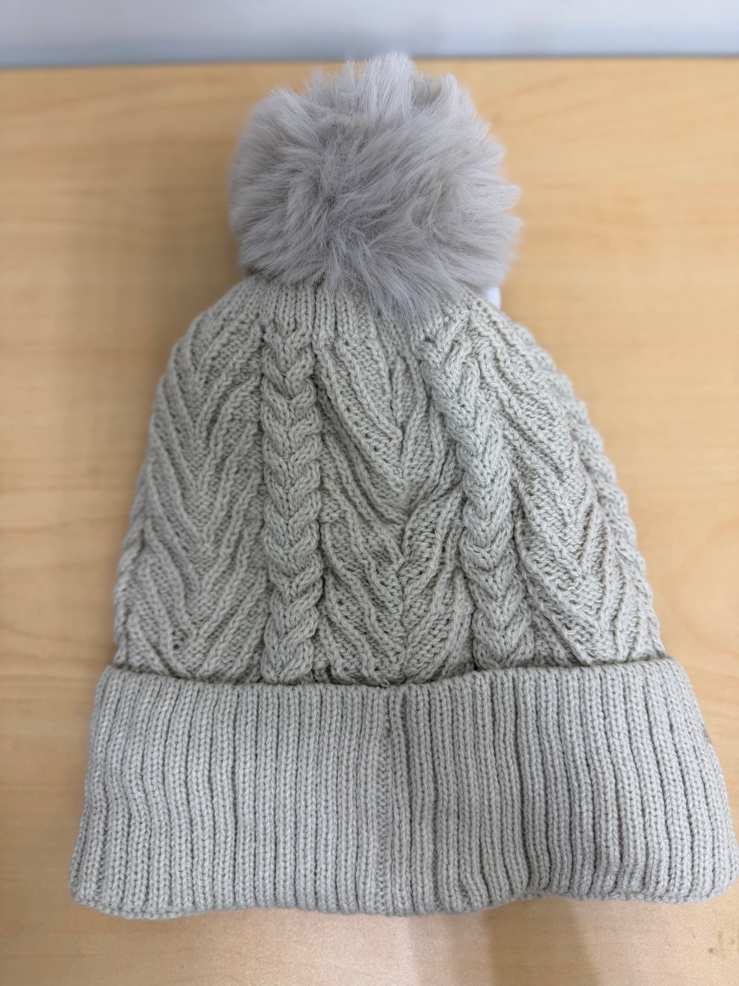 Woven Knitted Lined Pom Beanie