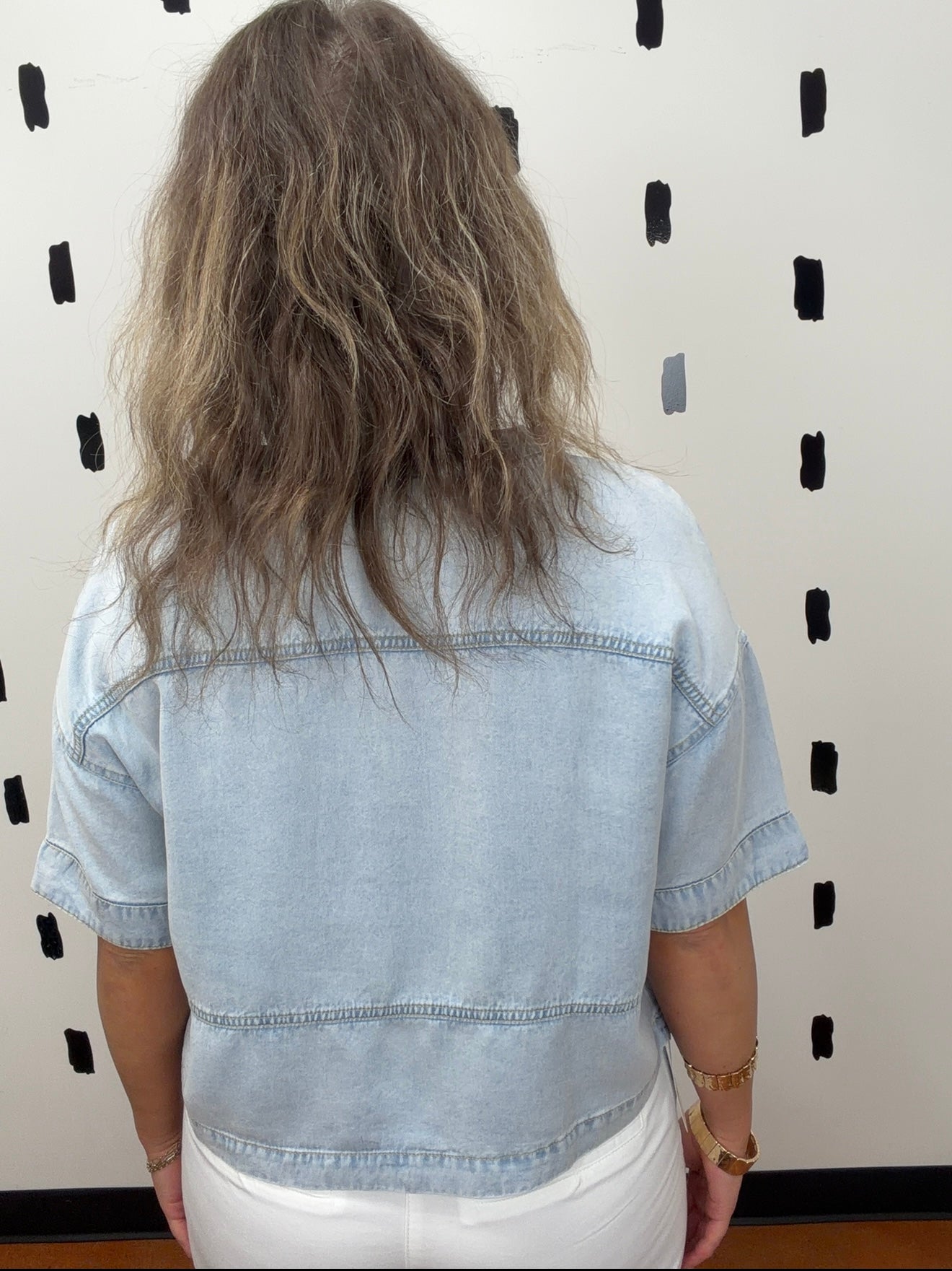 Short Sleeve Denim Chambray Top