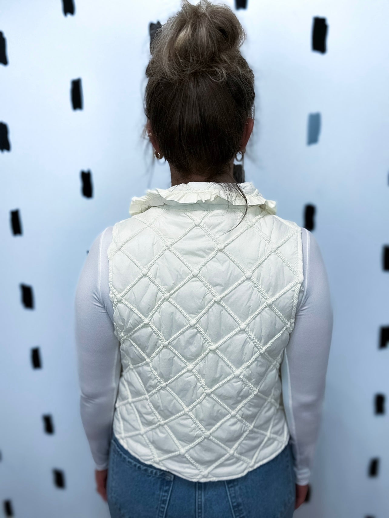 Ivory Ruffled Quilted Vest