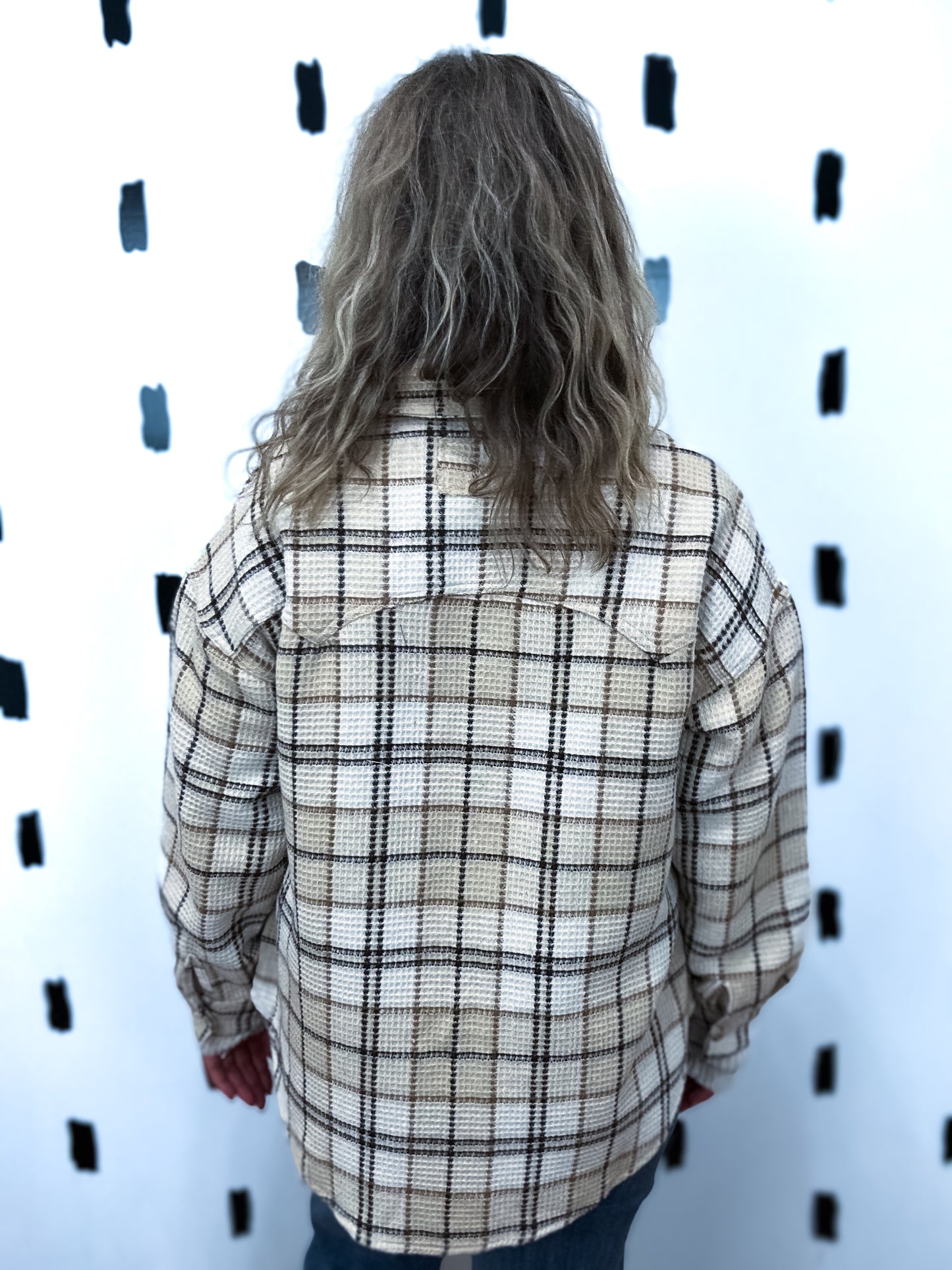 Cream Mix Checkered Shacket