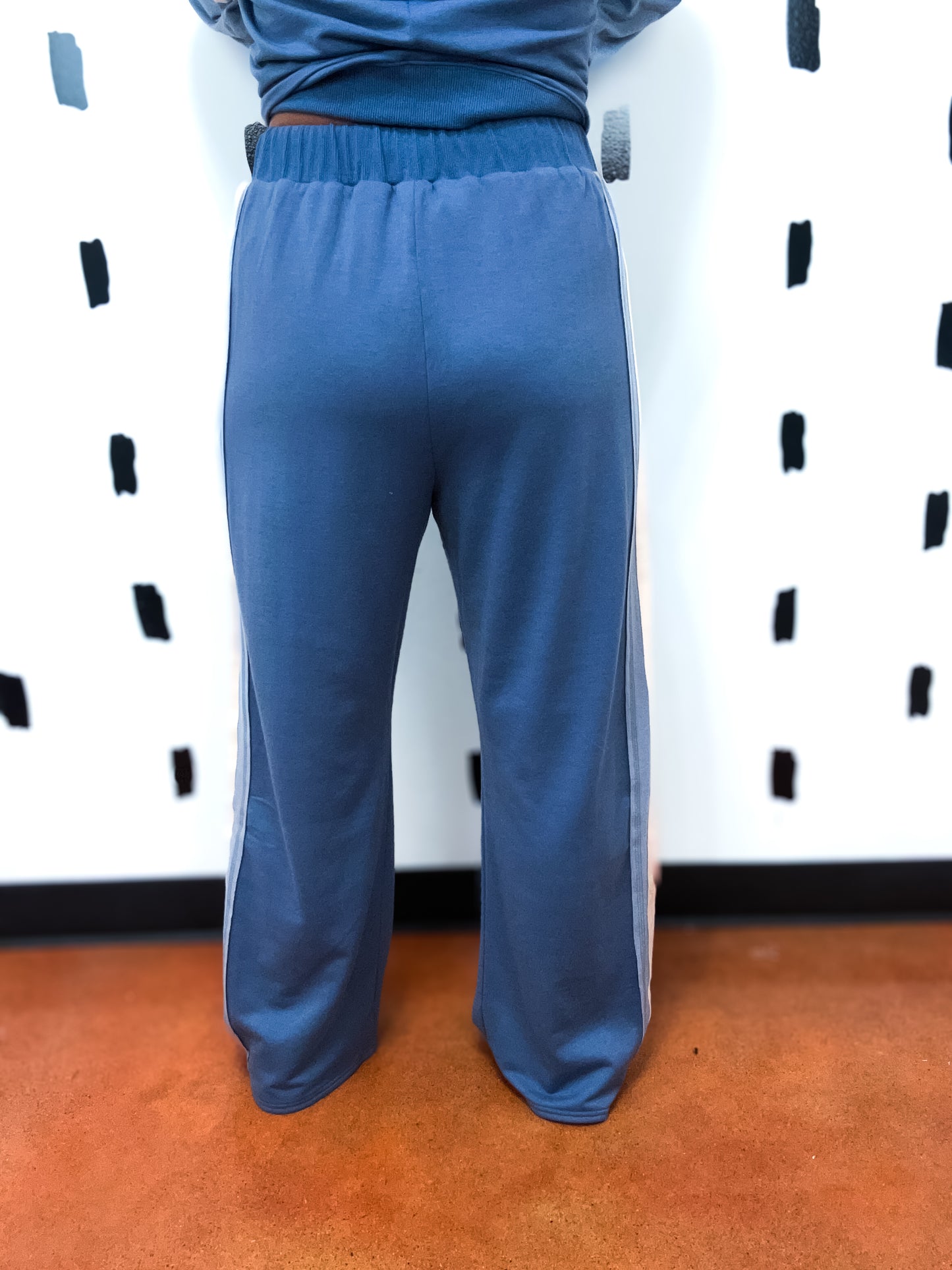 Denim Tape Detail Knit Pants