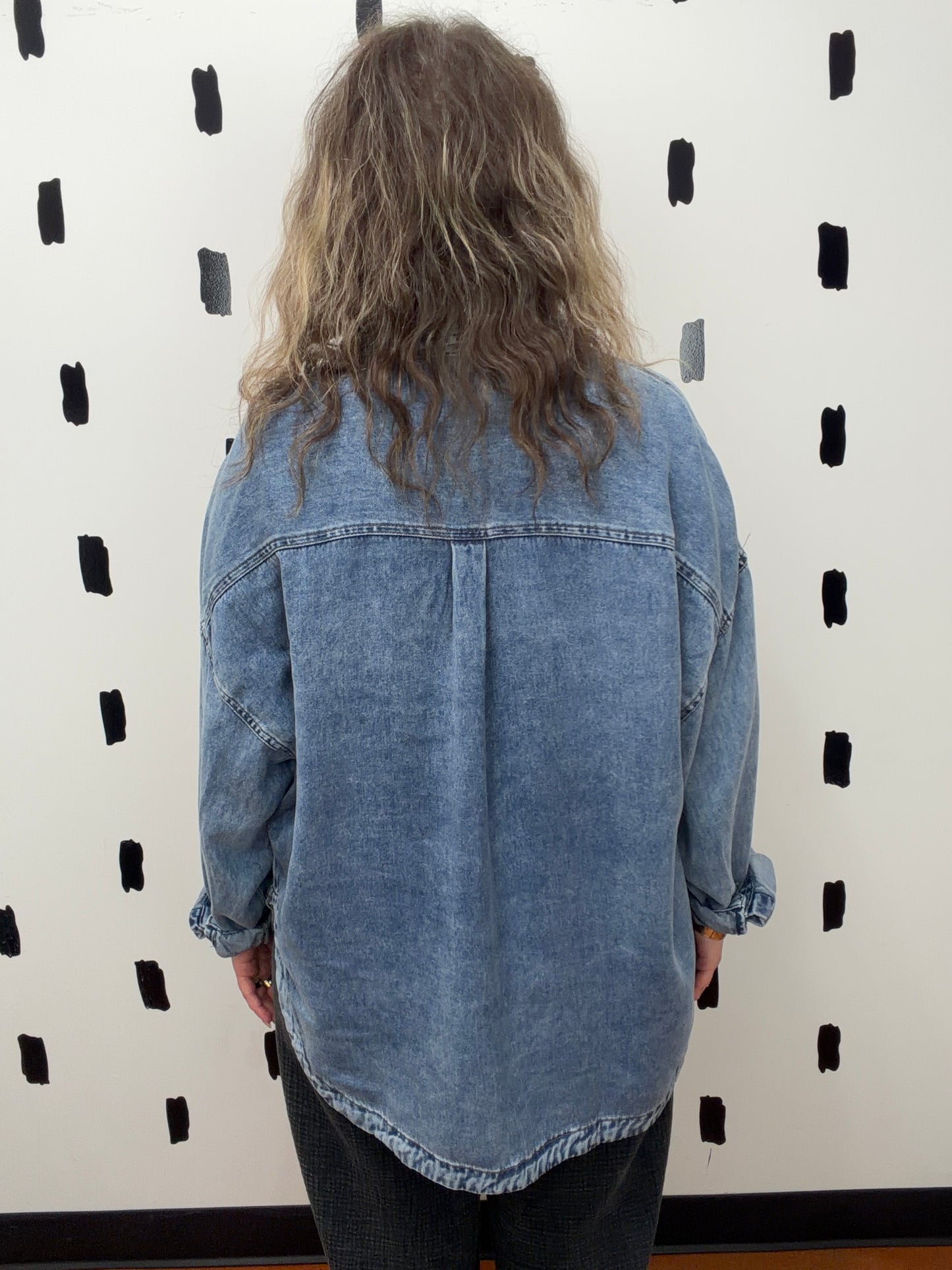 Washed Chambray Button Up Top