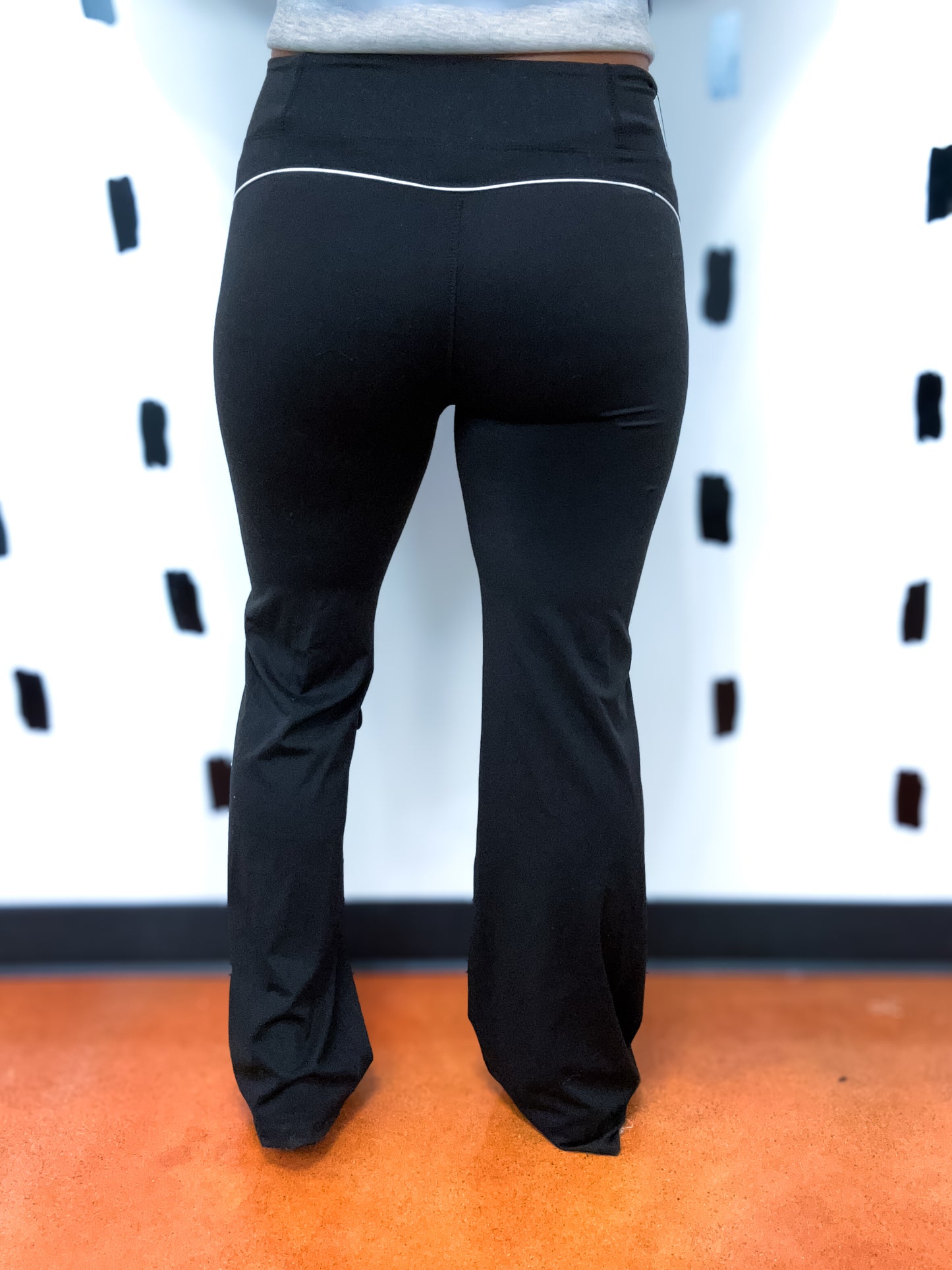 Black Piping Detail Workout Pants