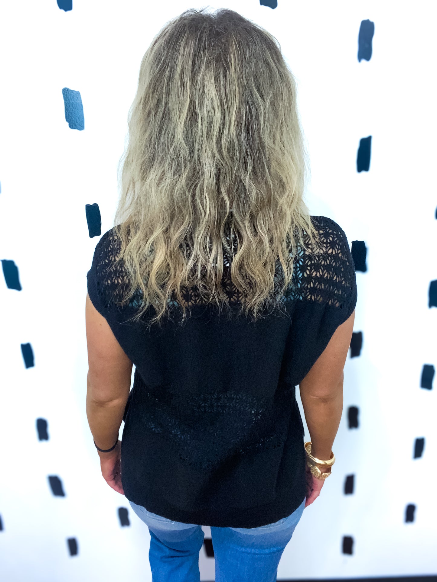 Black Open Stitch Mesh Tank