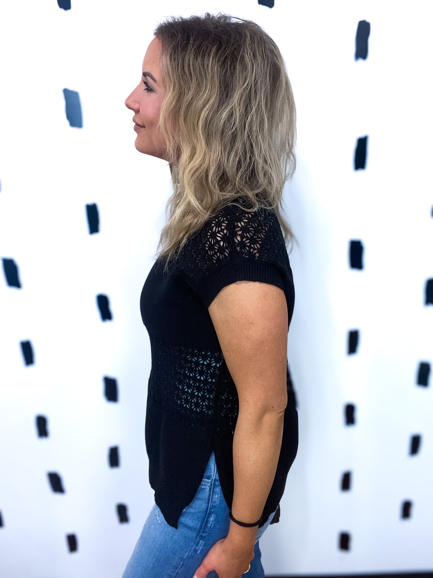 Black Open Stitch Mesh Tank