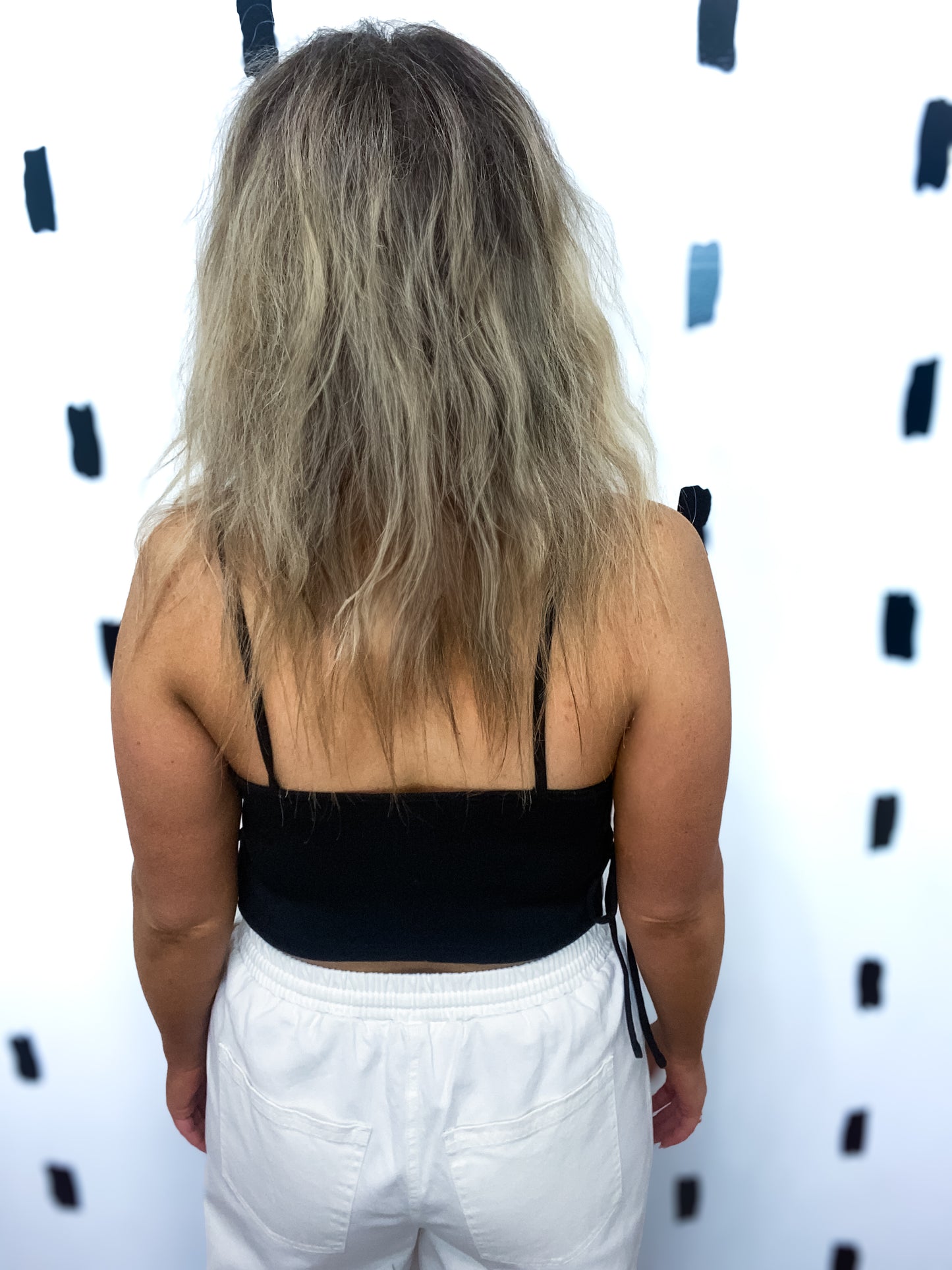 Black Cropped Side Tie Tank