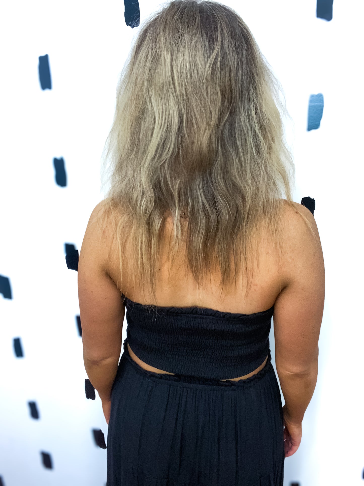 Black Smocking Strapless Top