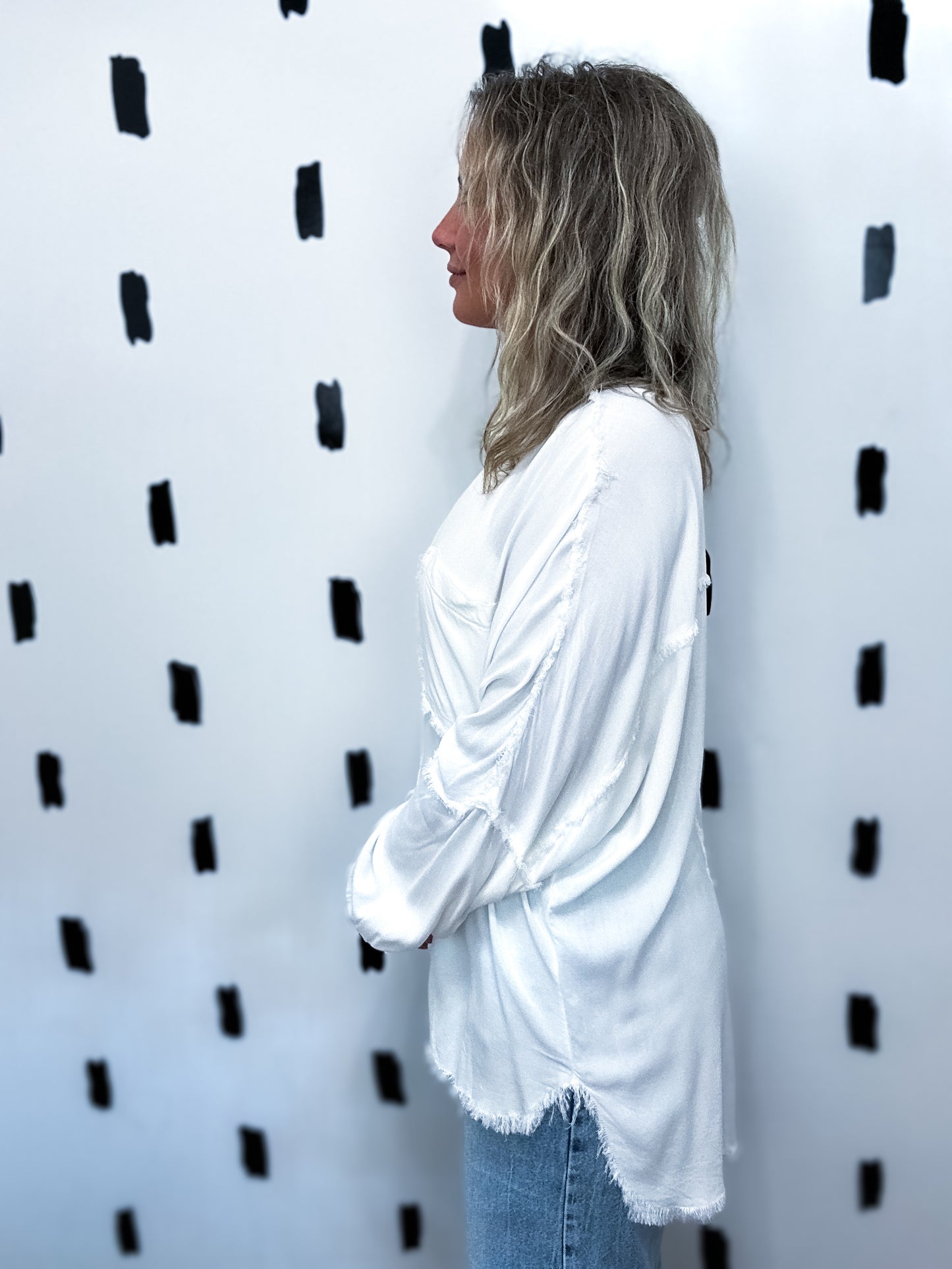 Ivory Oversized Button Up Blouse