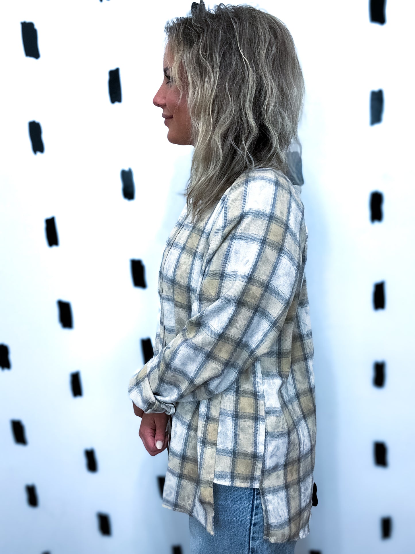 Oat Plaid Washed Flannel Shirt