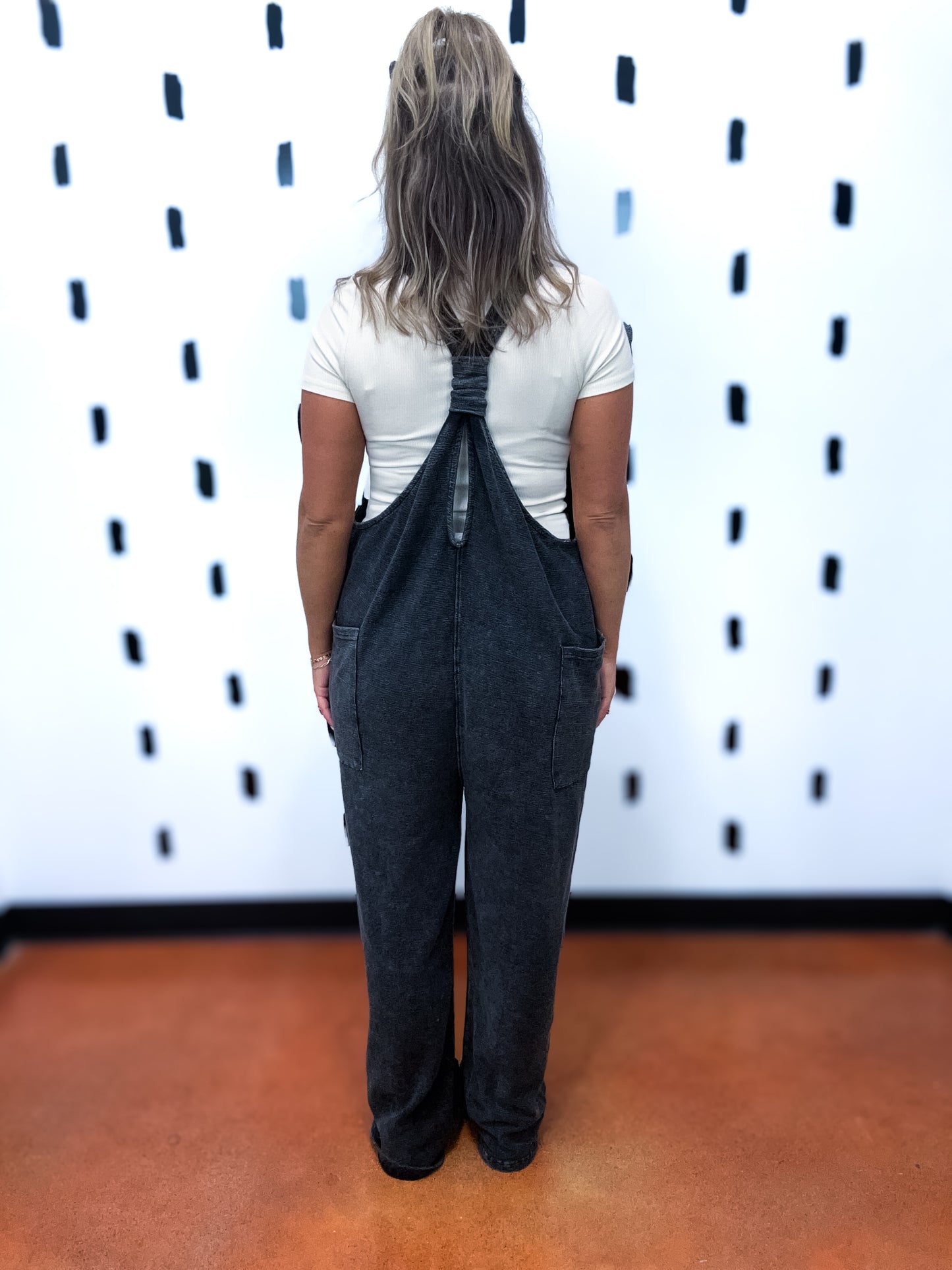 Black Mineral Washed Lounge Jumpsuit