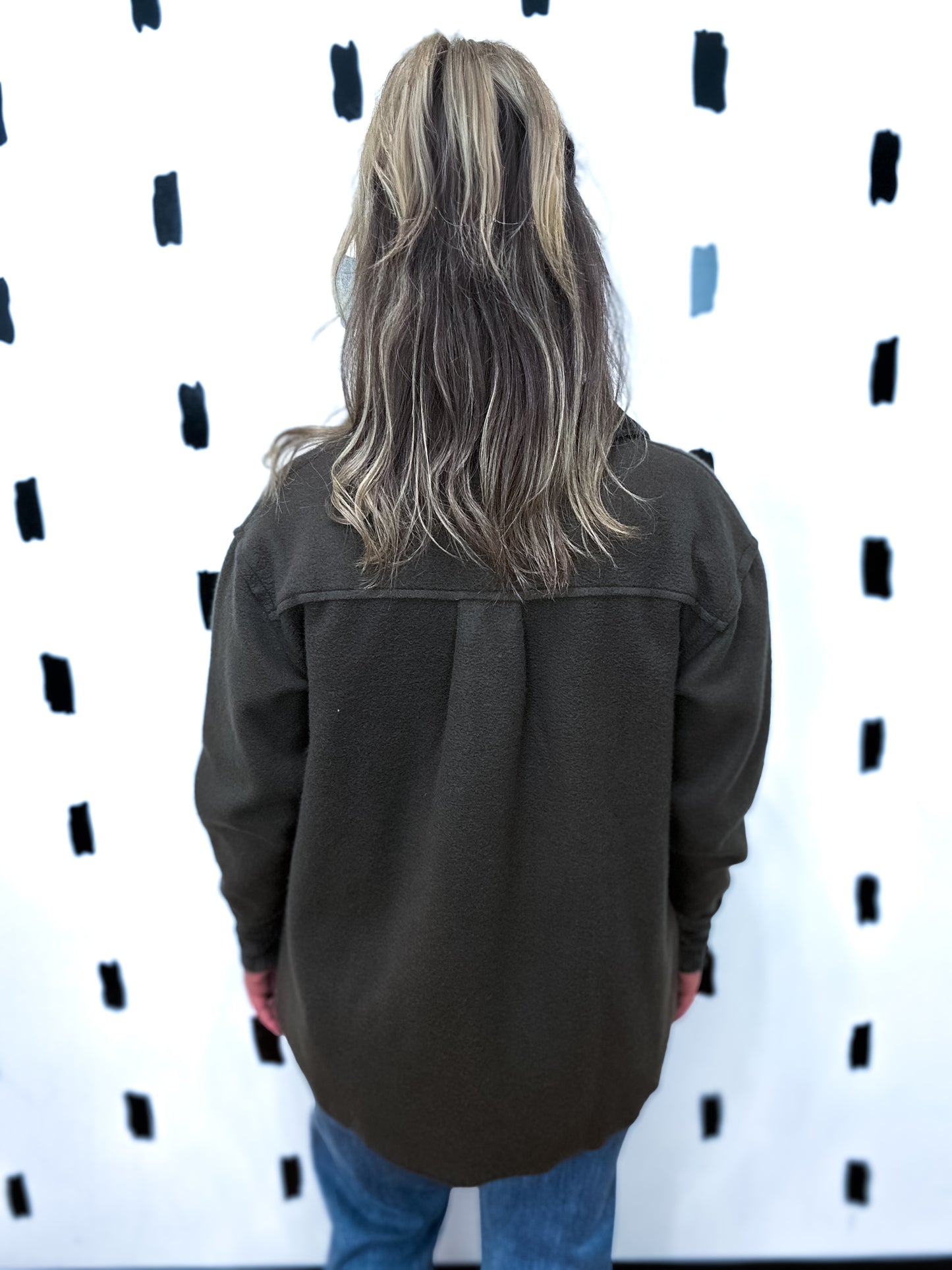 Dk.Olive Corduroy & Fleece Shacket