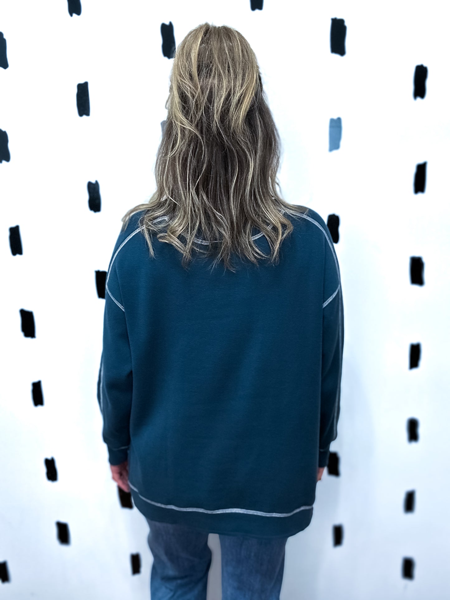 Midnight/Ivory Stitchline Boxy Sweatshirt