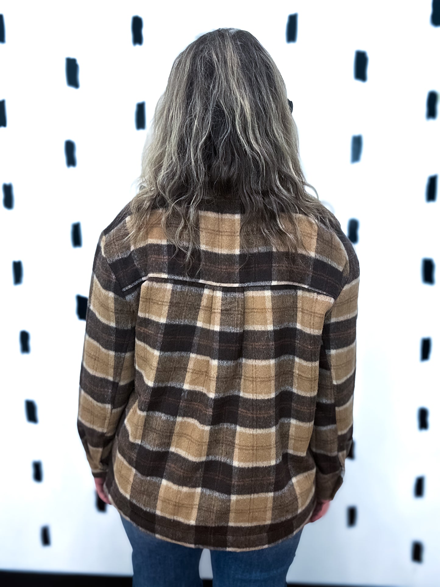Khaki/Brown Inside Faux Fur Plaid Jacket