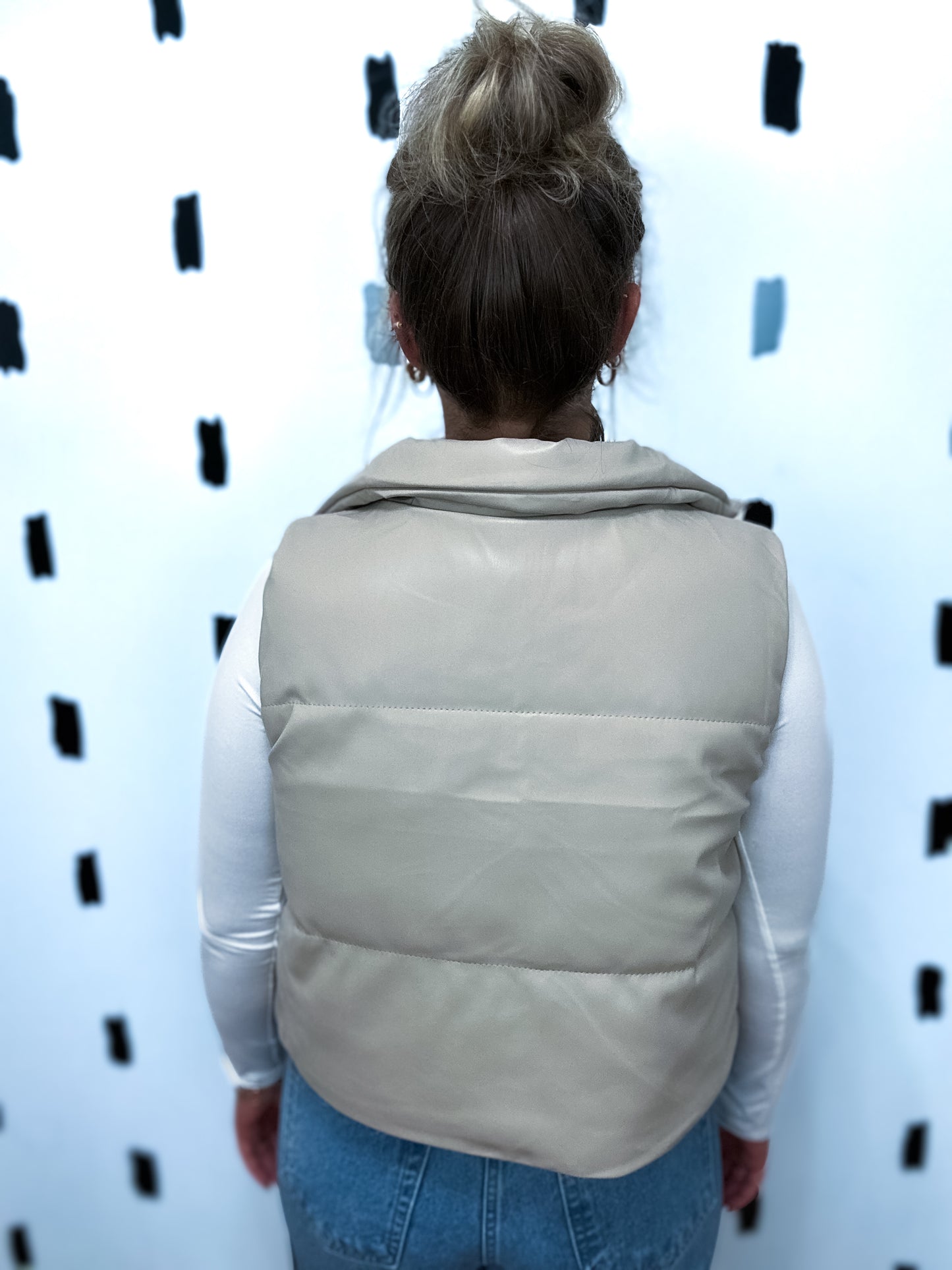 Taupe Reversible Faux Leather Sherpa Vest