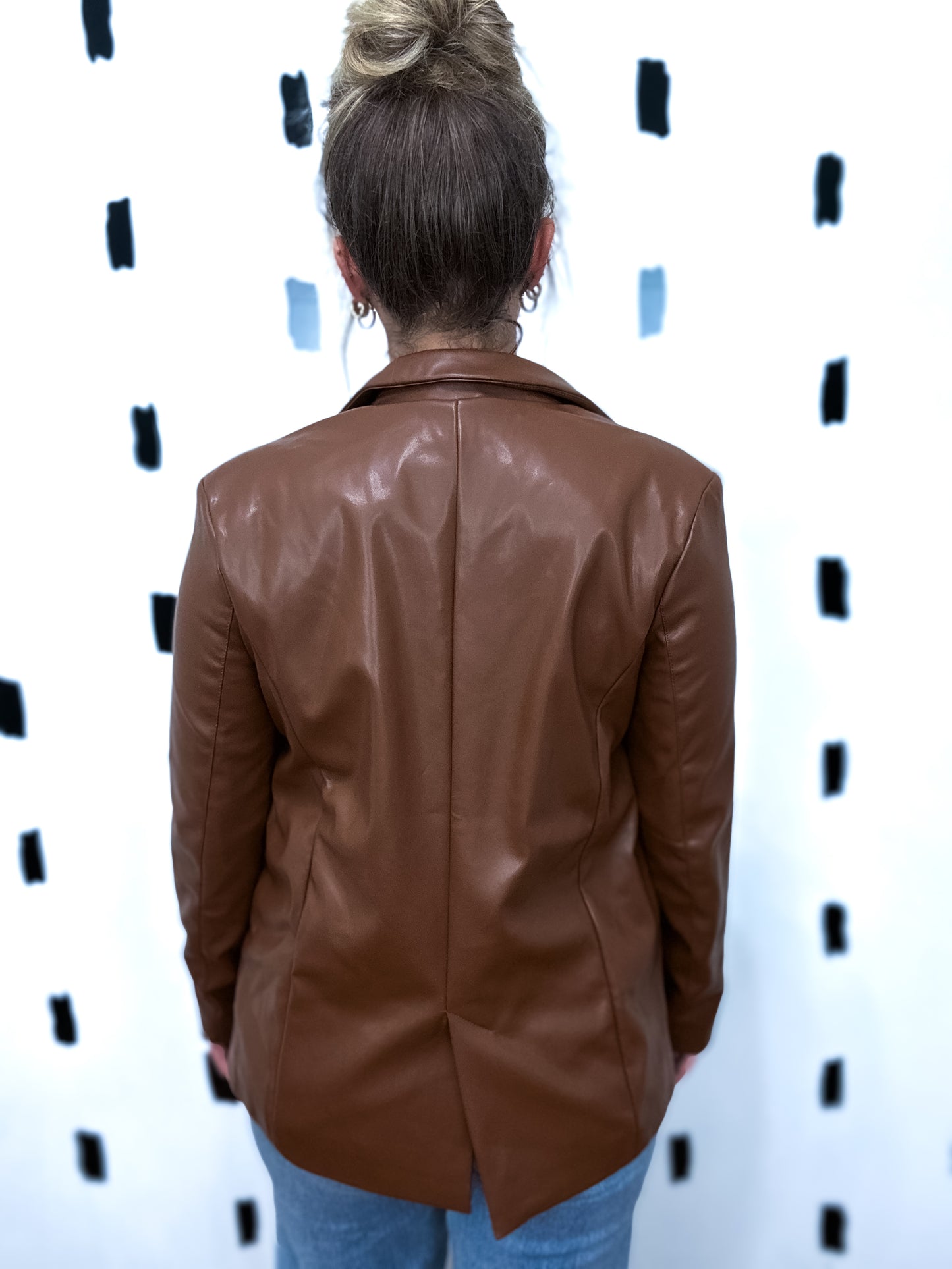 Cappuccino Faux Leather Blazer