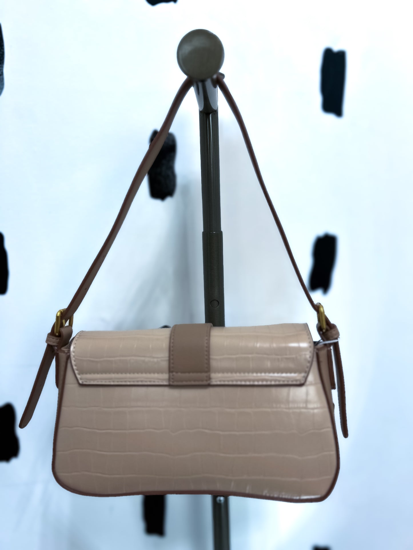 Beige Gold Buckle Crossbody