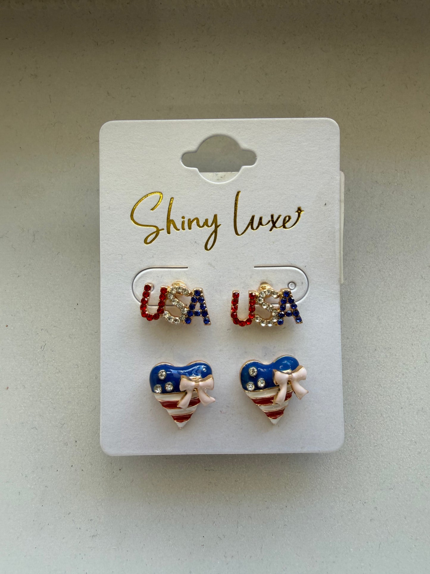 USA/Heart Earring Set
