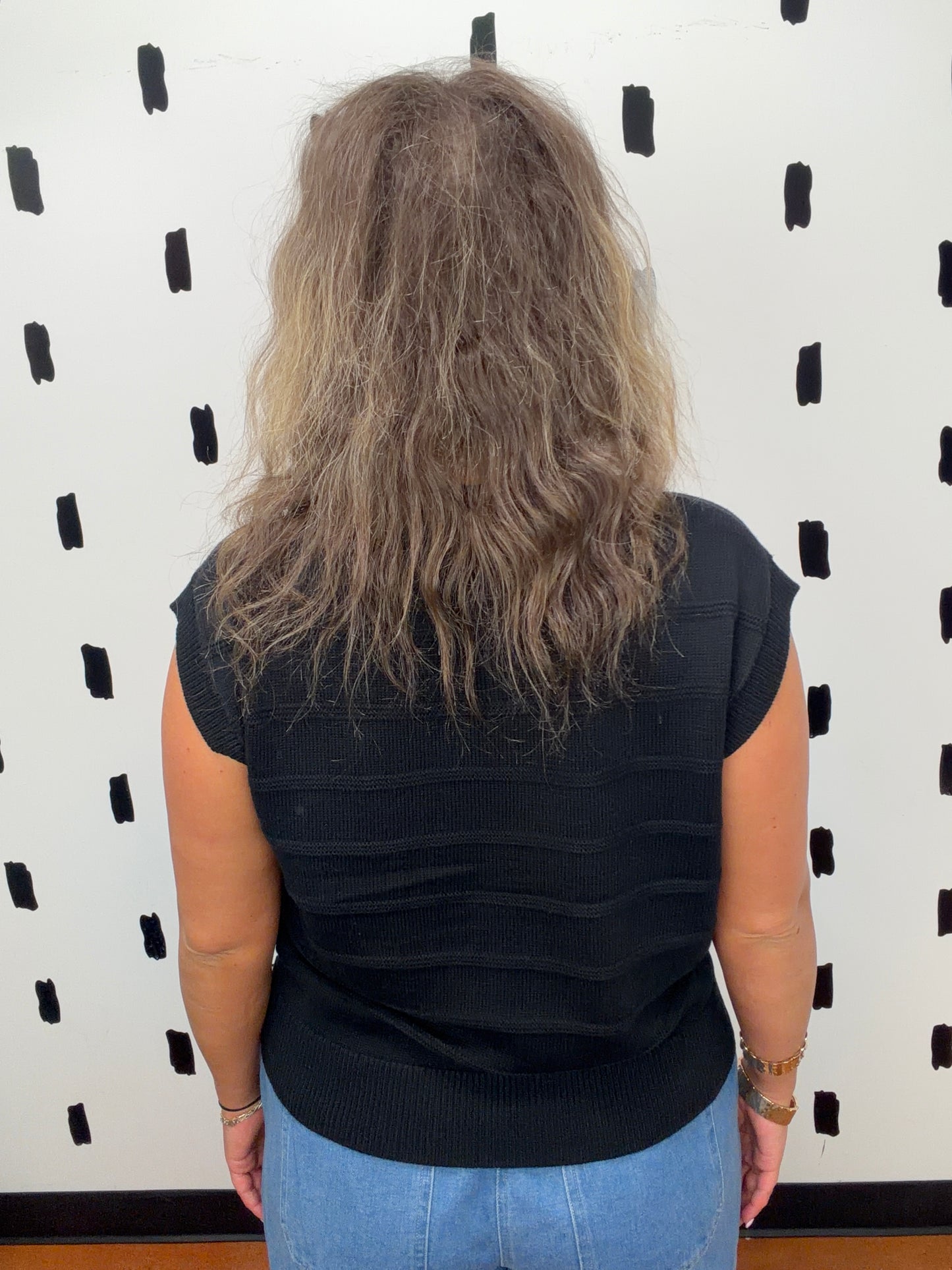 Black Textured Dolman Sleeve Top