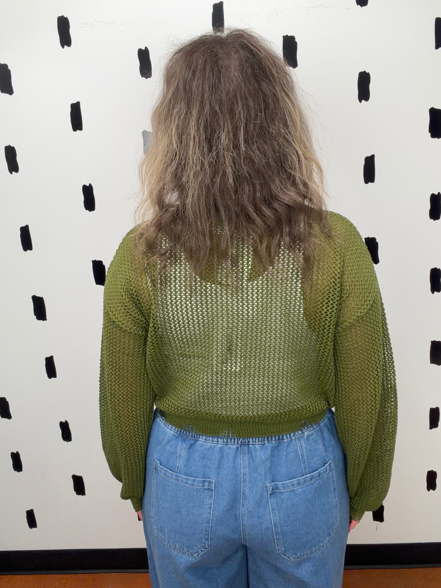 Moss Distressed Knit Sweater