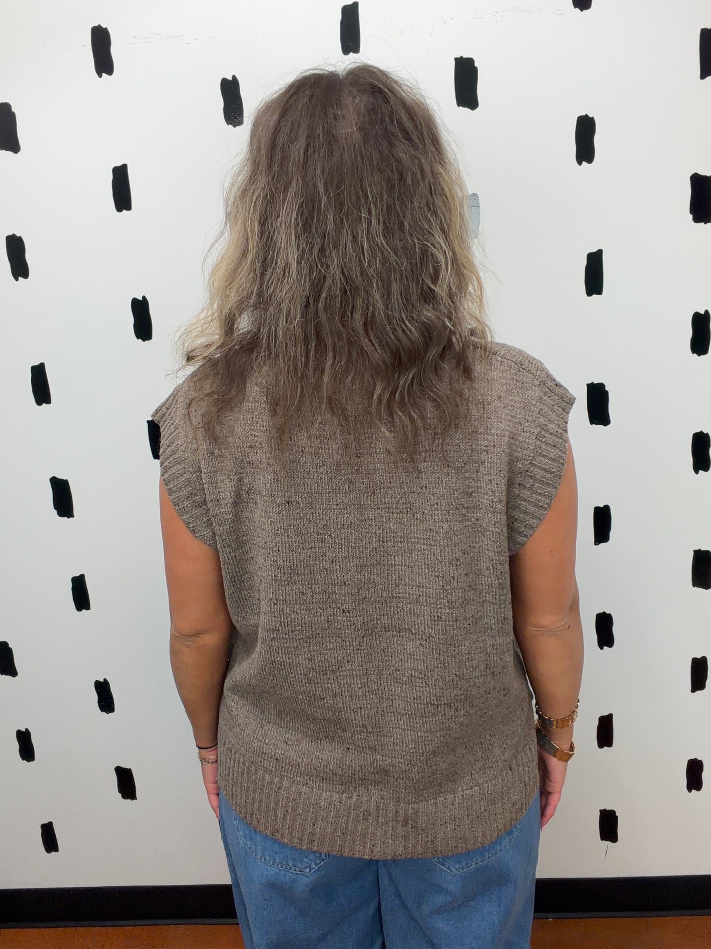 Mocha V-Neck Knit Vest