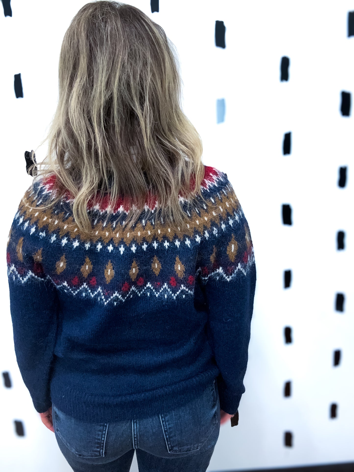 Navy Multi Fair Isle Crew Neck Sweater