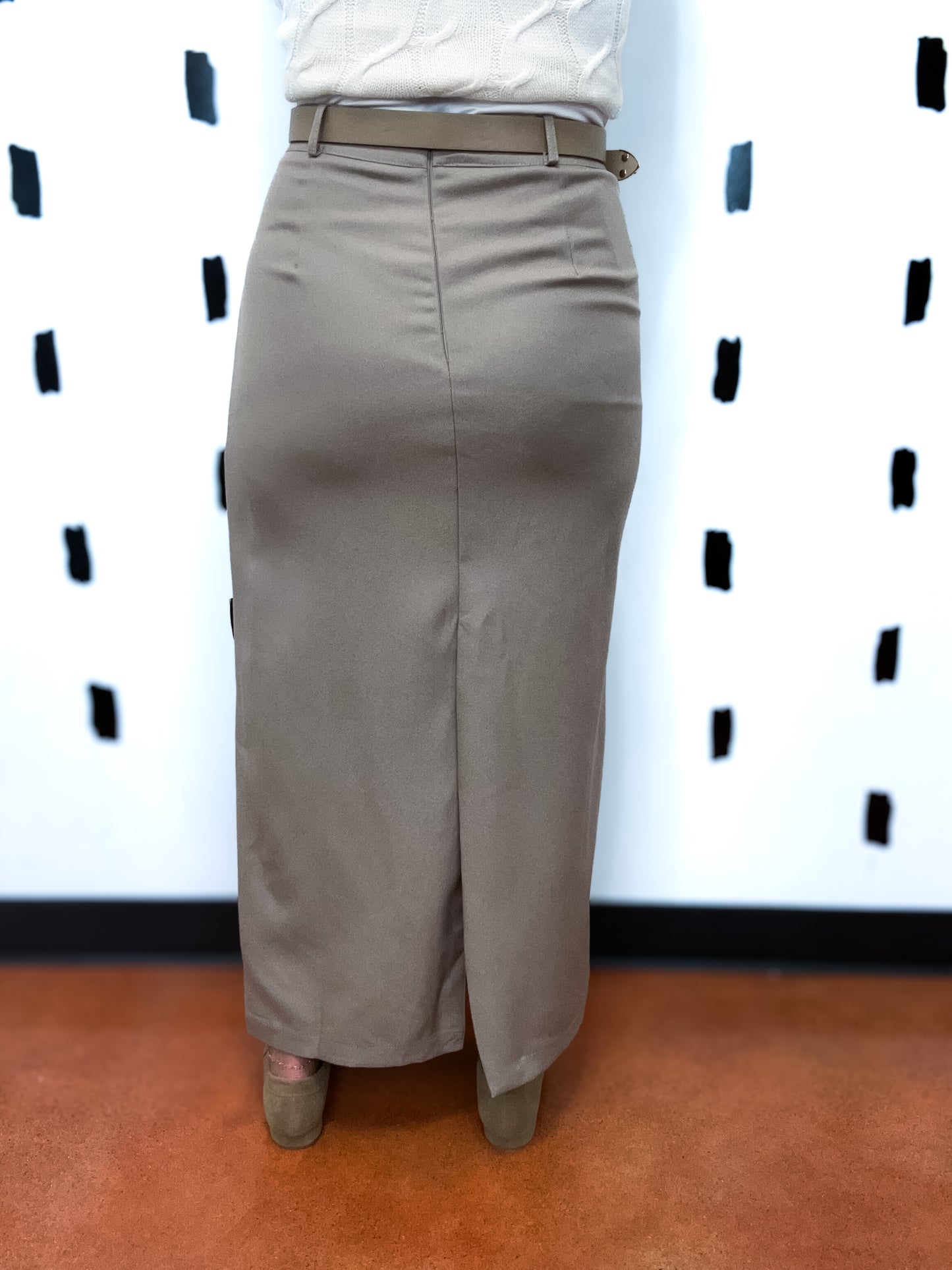 Mocha Pencil Midi Skirt