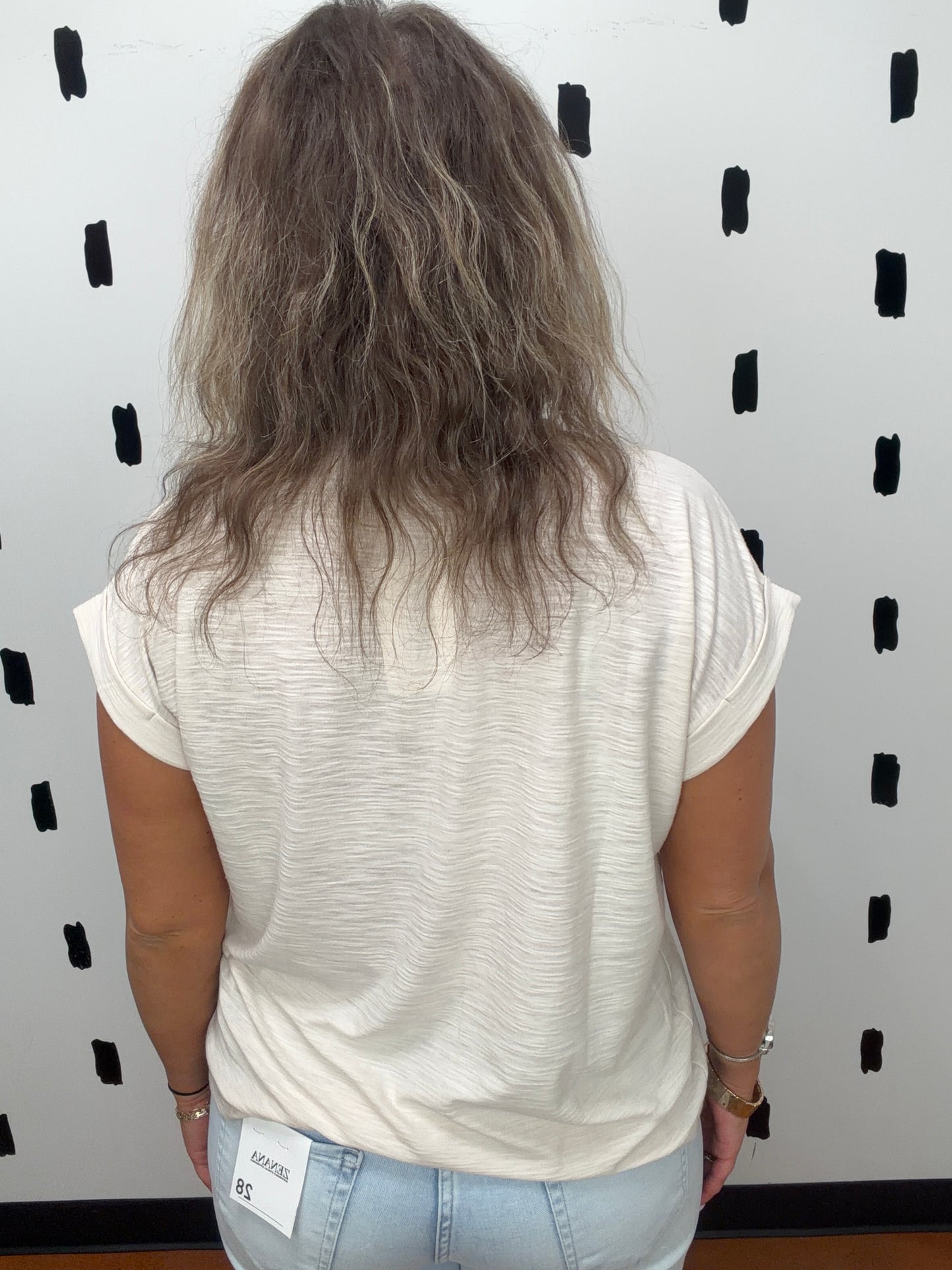 Sand Beige Cuffed Short Sleeve Top