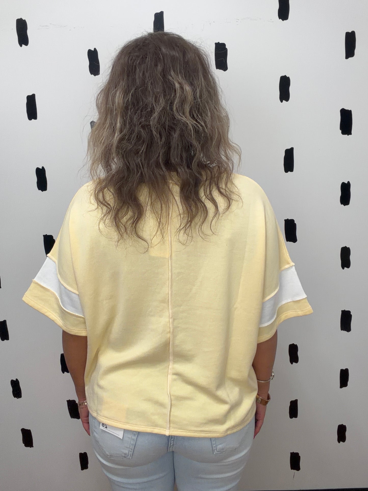 Butter Yellow Colorblock Short Sleeve Top