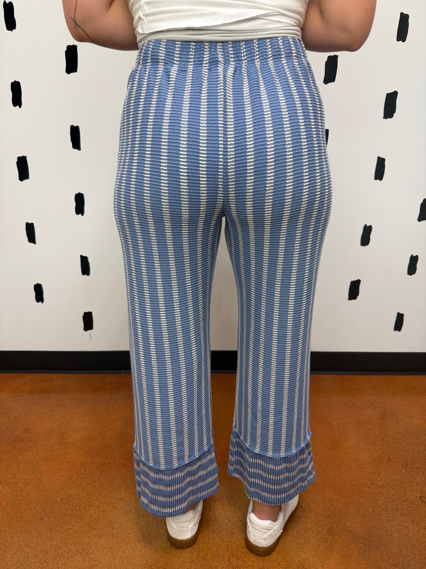 Indigo Striped Wide Leg Pants