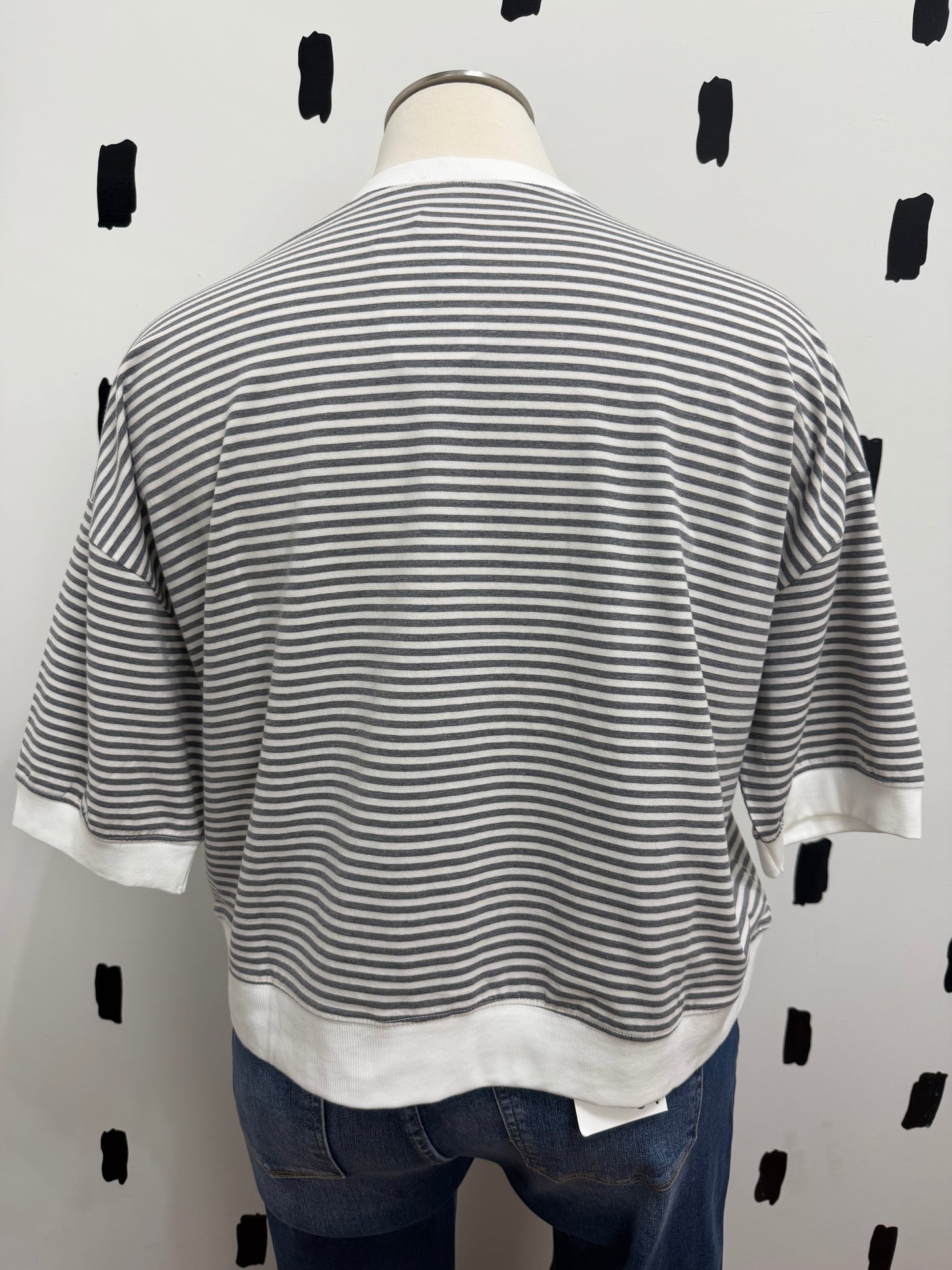 Charcoal Stripe Short Sleeve Top