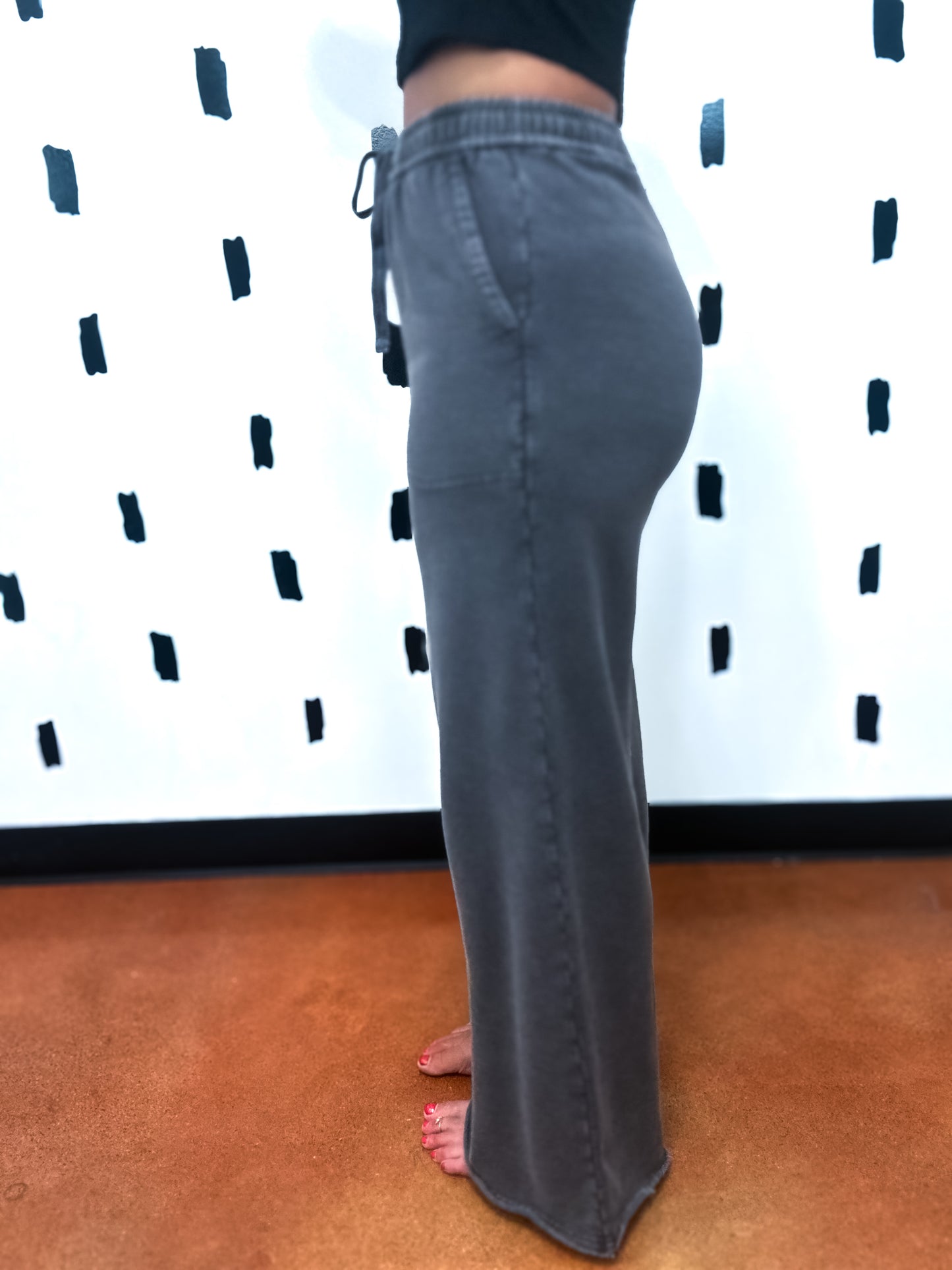 Charcoal Wide Leg Crop Pants