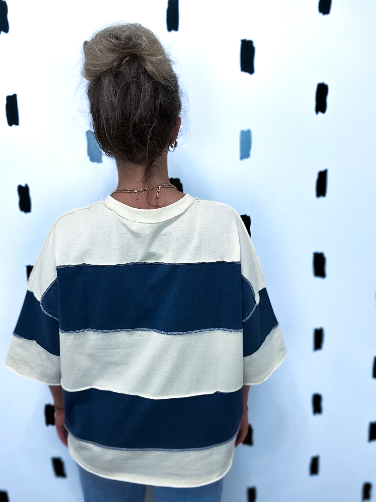 Short Sleeve Color Block Top