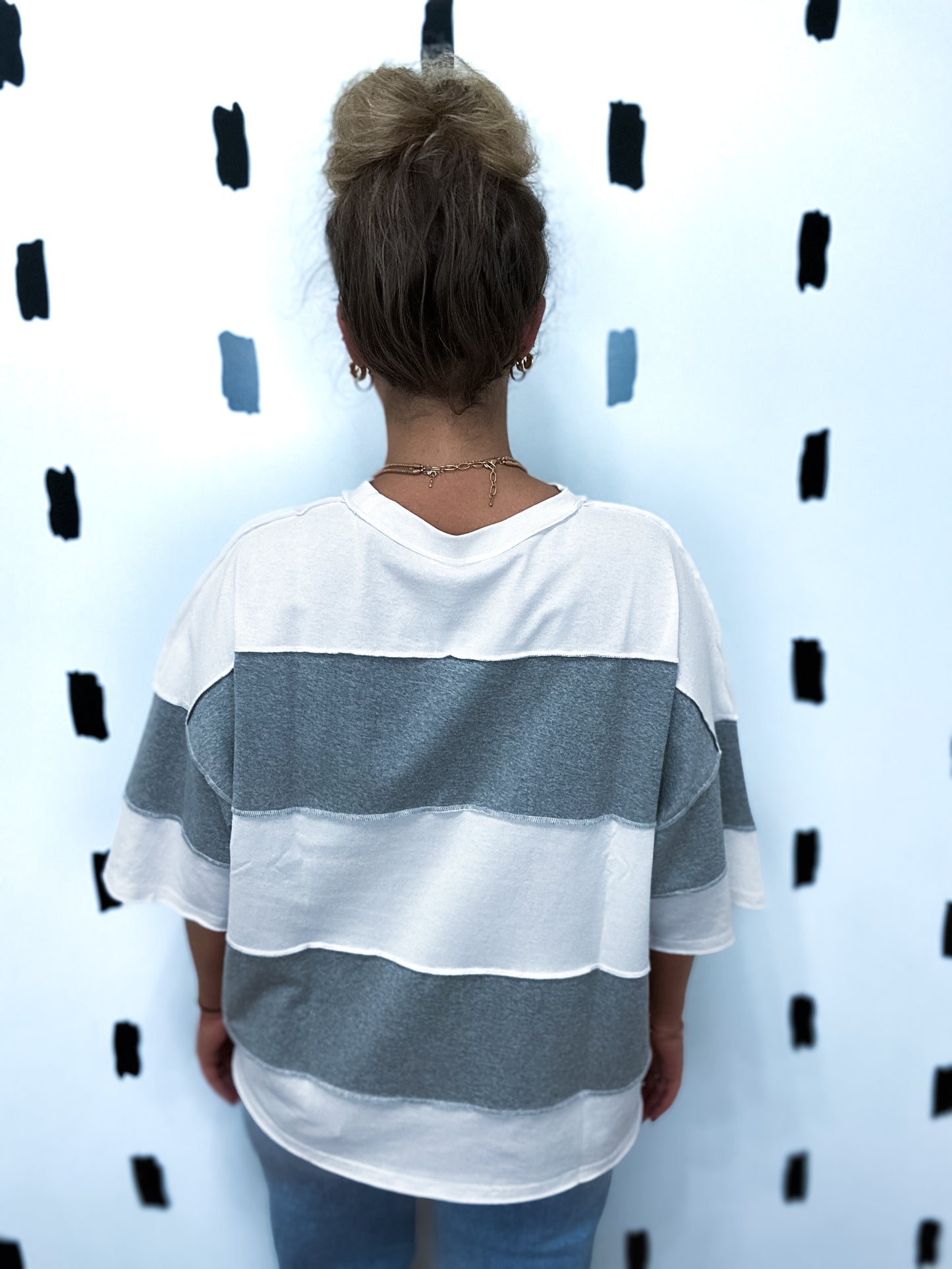 Short Sleeve Color Block Top