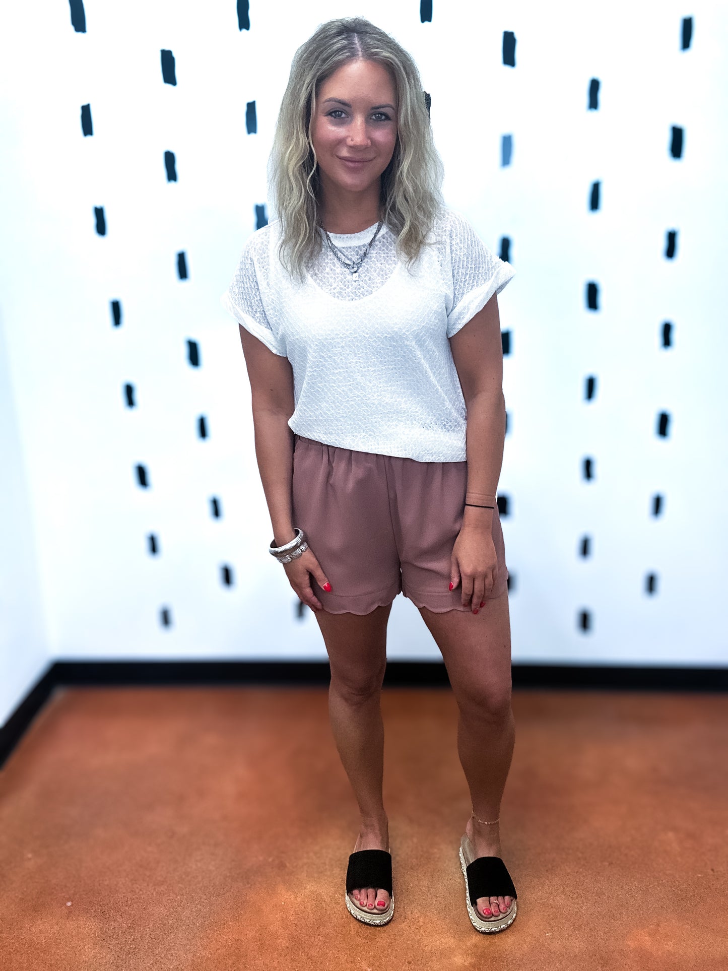 Off White Sheer Short Sleeve Top