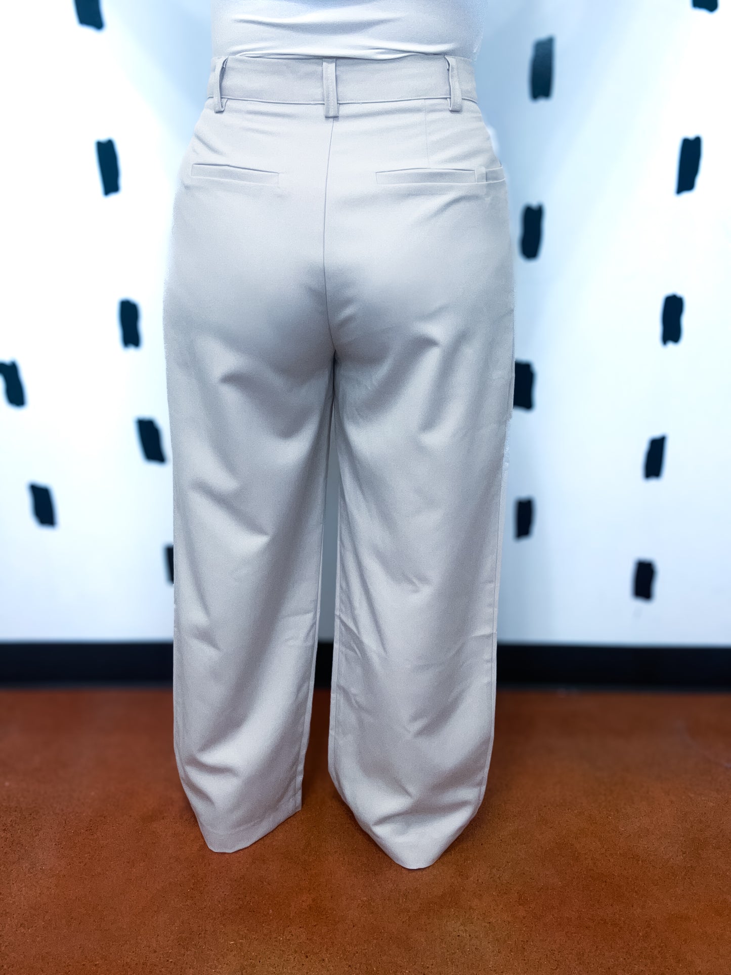 Ecru Straight Leg Loose Fit Pintuck Trousers