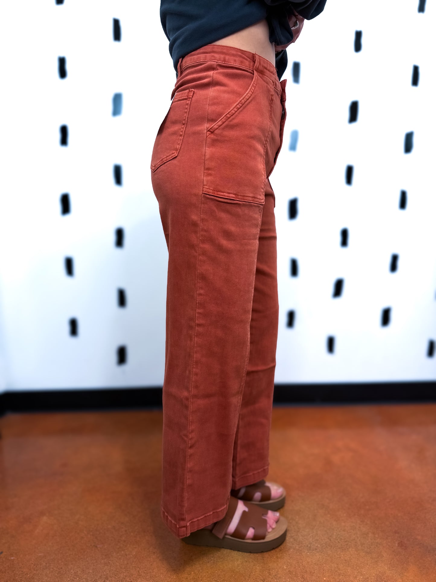 Rust Straight Leg Denim Pants