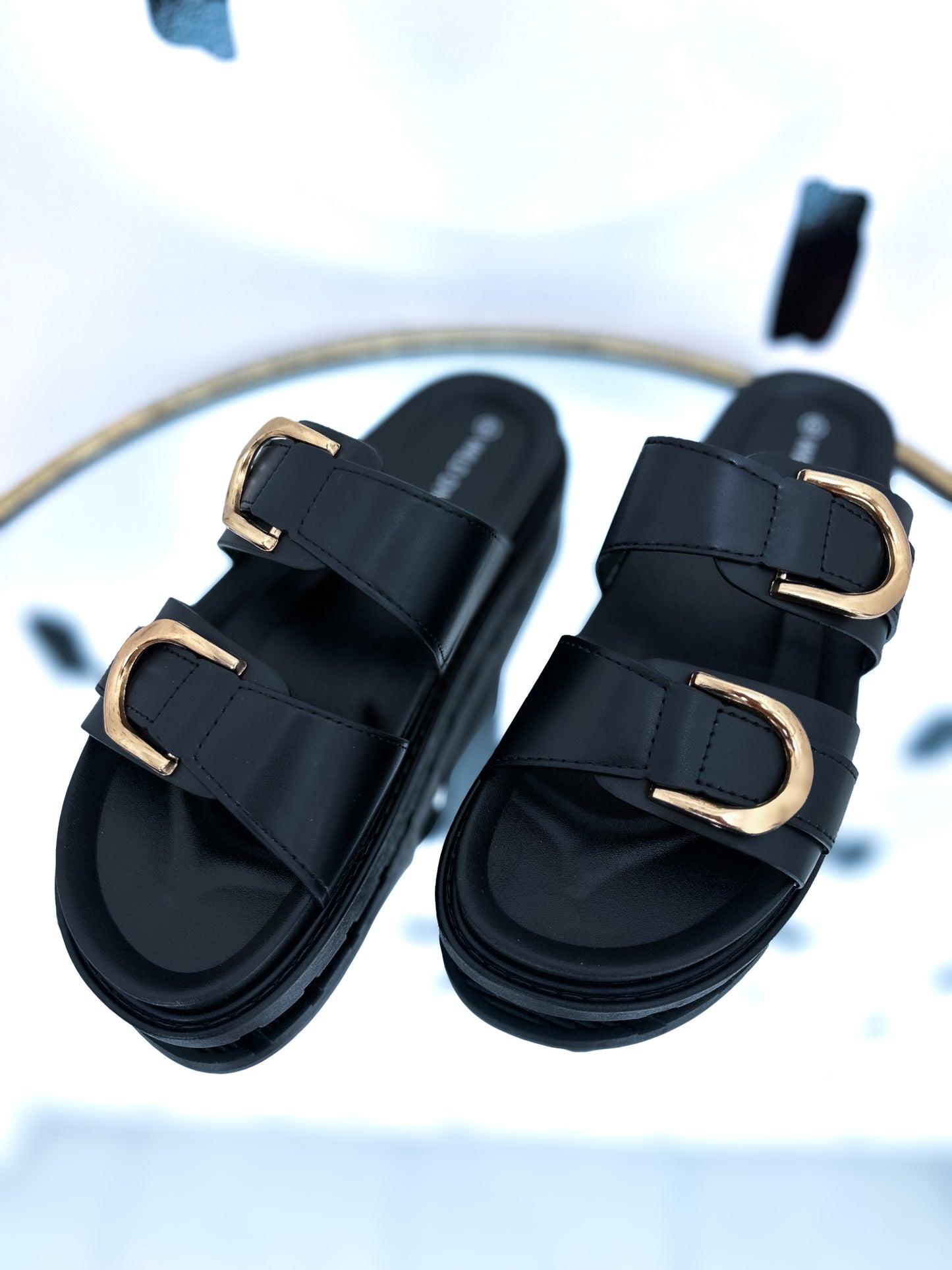 Black Double Strap Sandal