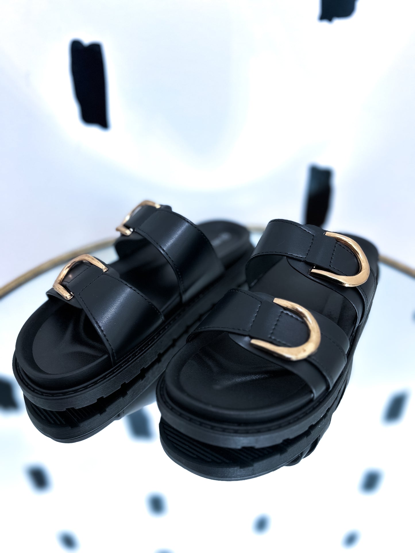 Black Double Strap Sandal