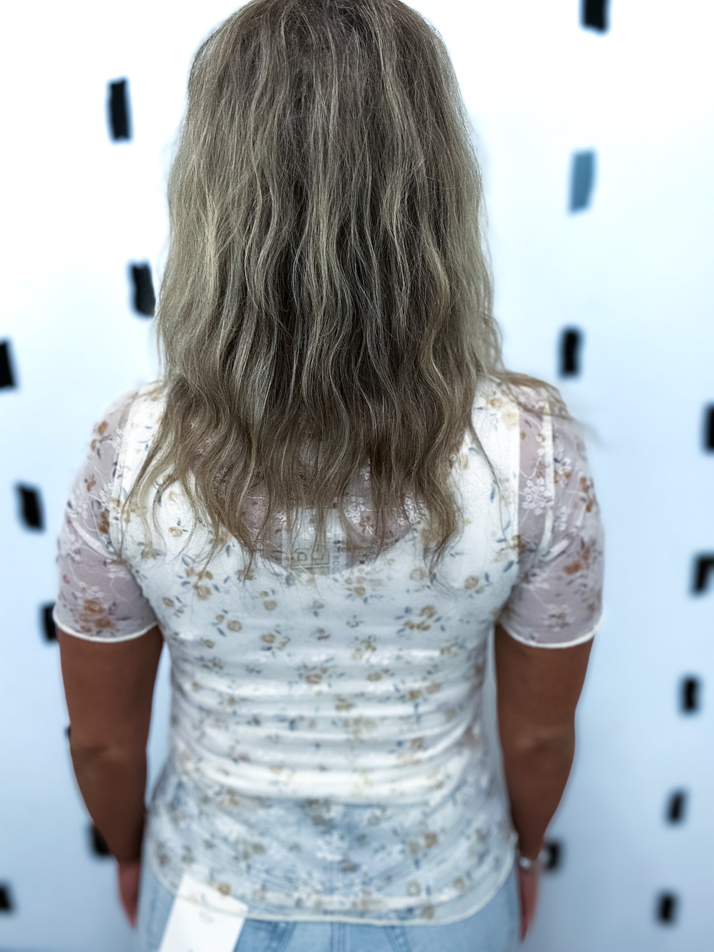 Apricot Floral Mesh Lace Sheer Top