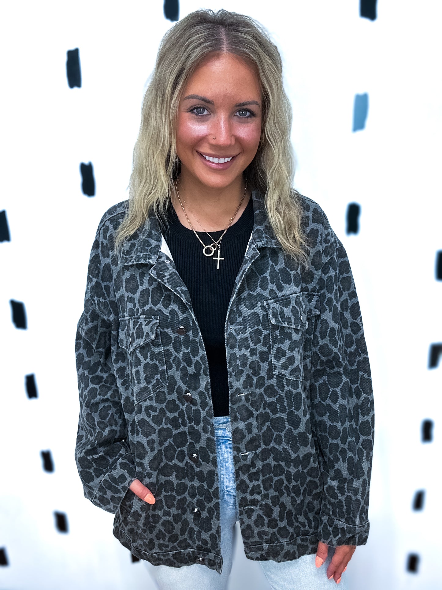 Titanium Animal Print Oversized Jacket