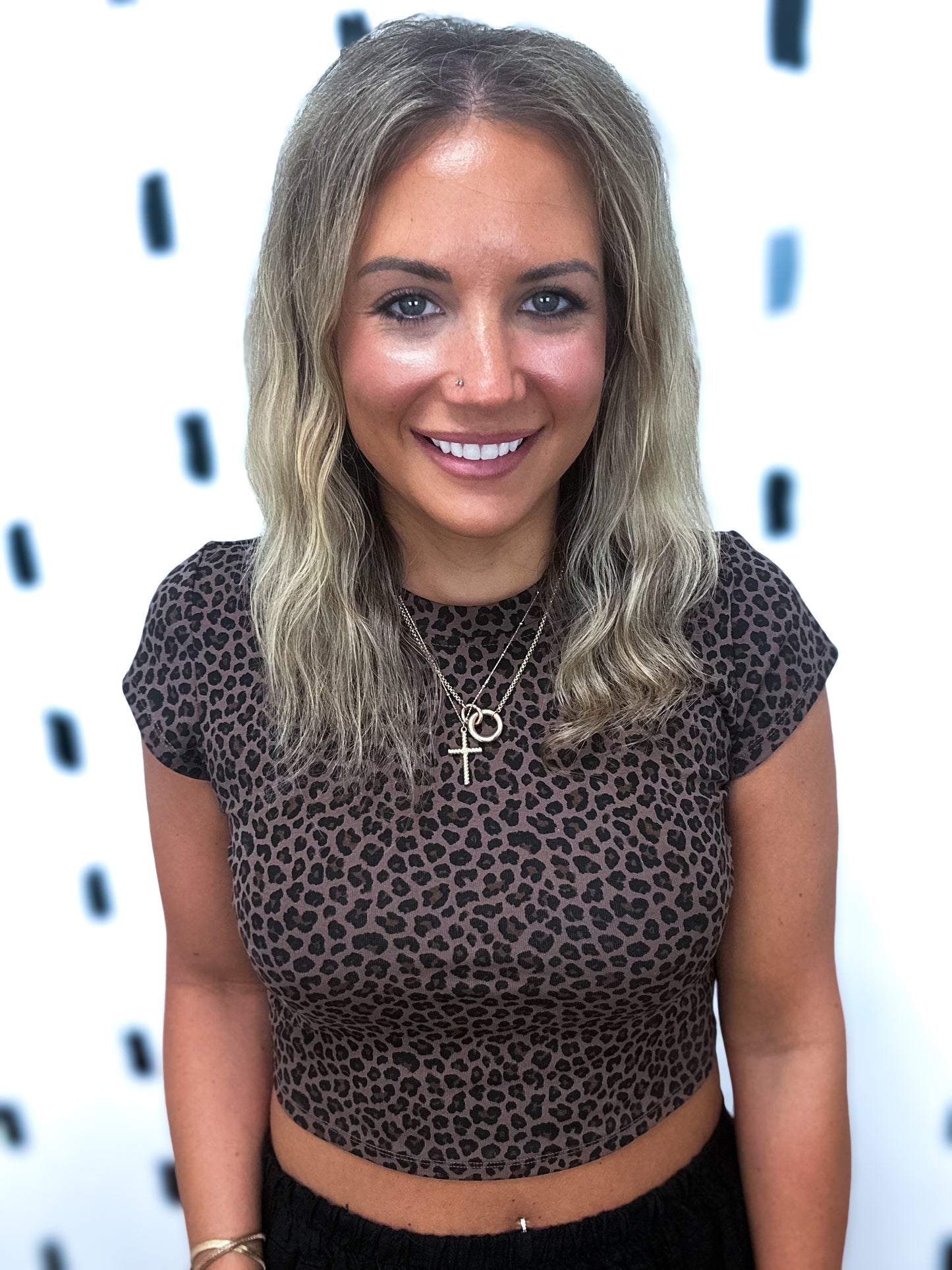 Leopard Short Sleeve Crop Top