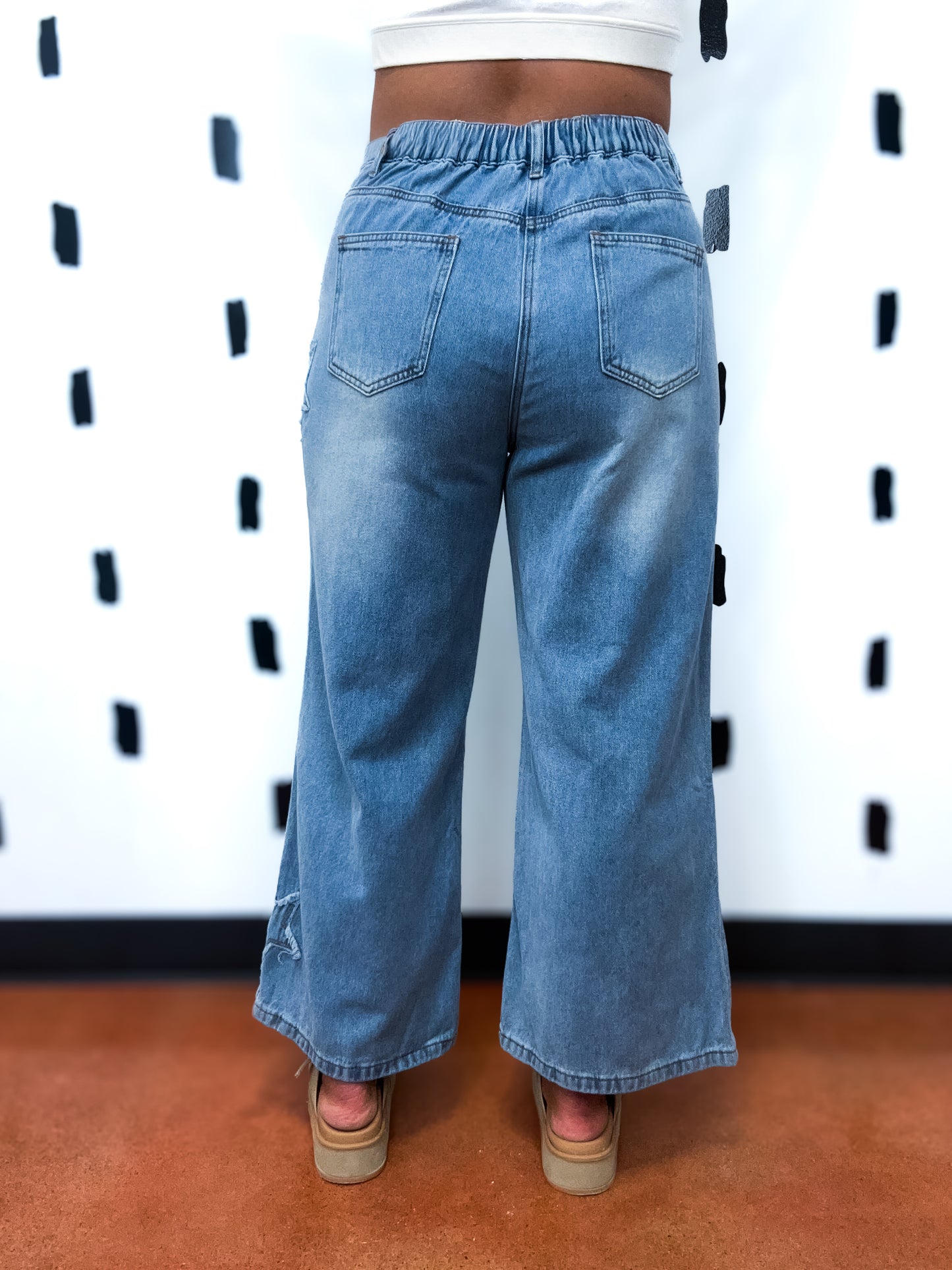 Light Denim Star Patch Denim Pants