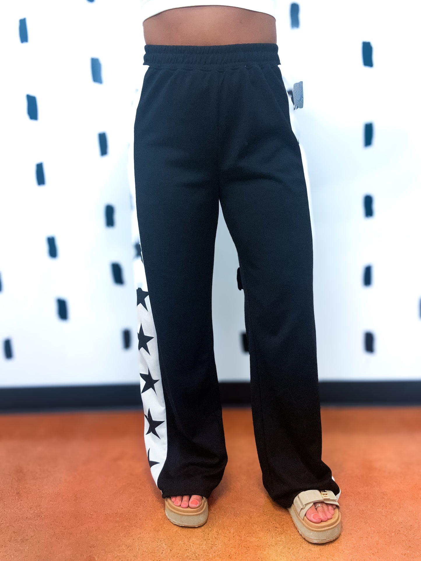 Black Star Striped Sweatpants