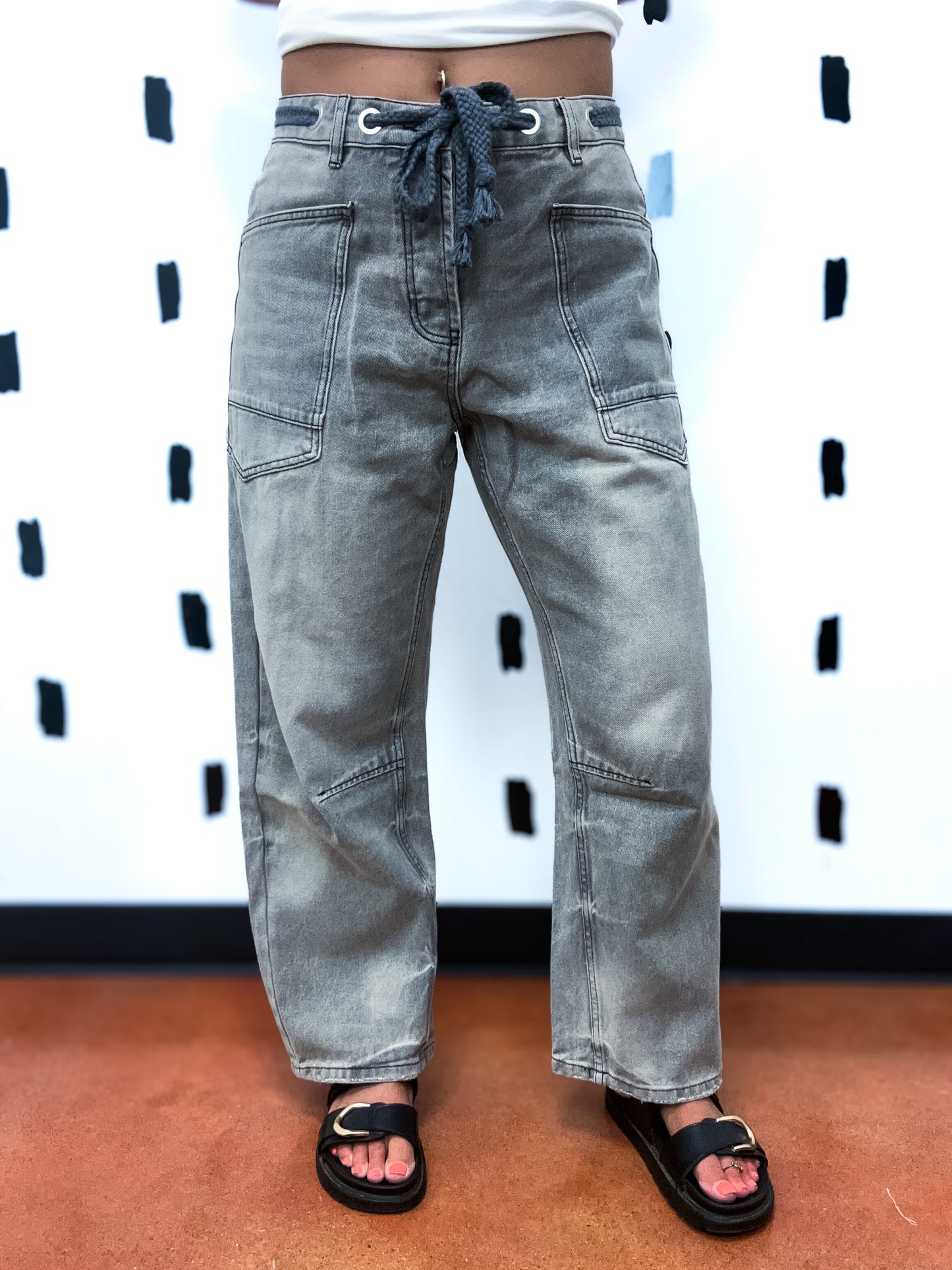 Grey Barrel Denim Pants