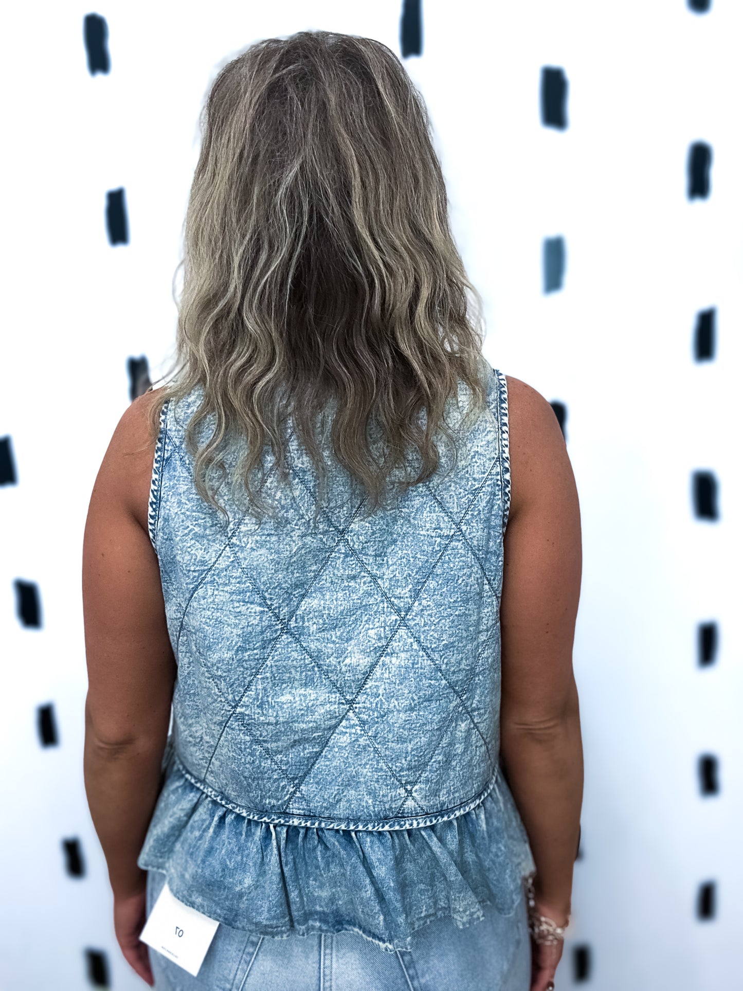 Med Wash Ruffle Denim Vest