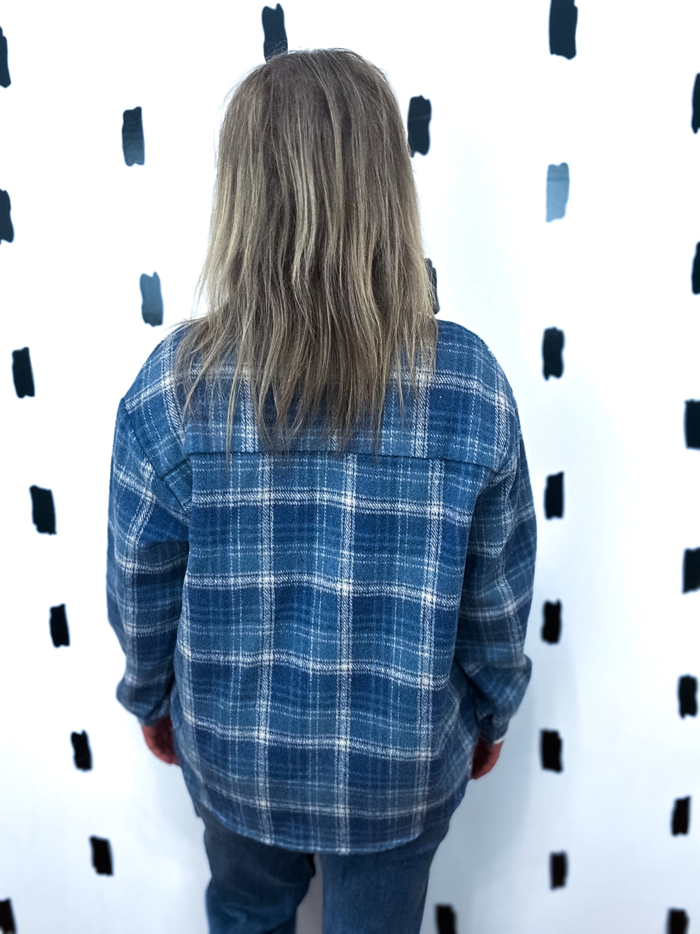Blue Plaid Button Up Shirt Jacket
