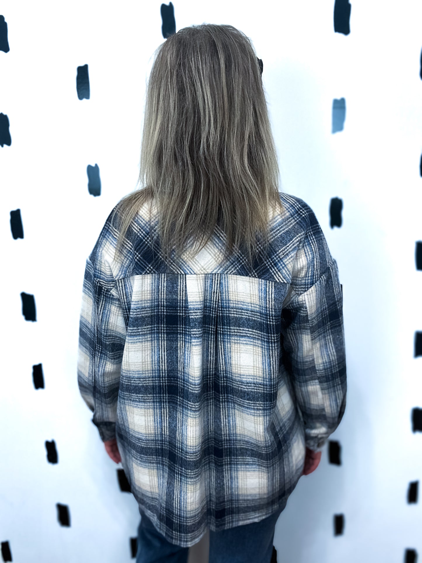 Blue Combo Plaid Shirt Shacket